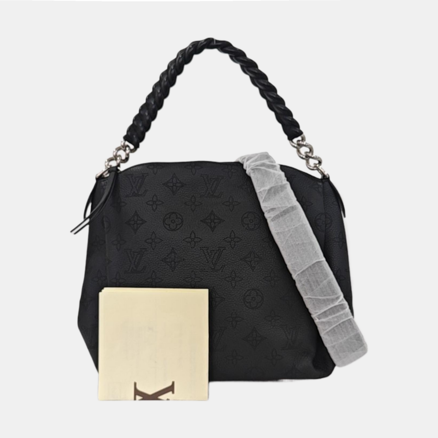 LOUIS VUITTON BABYLONE BB Black Calfskin Monogram Braided Shoulder Bag Tote Bag Silver Hardware Removable Strap-(SKU)-963487874