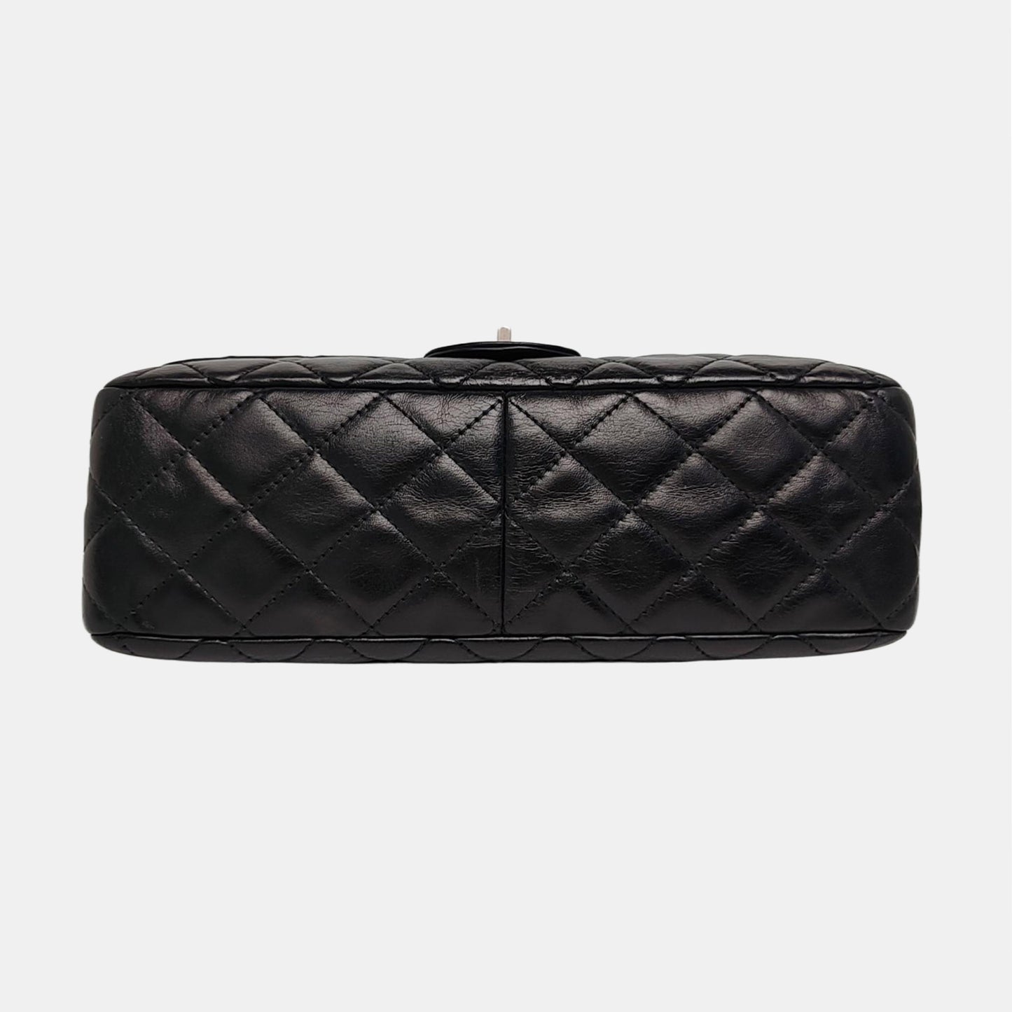 CHANEL 2.55 Maxi Super Large Black Lamb Leather Quilted Single Shoulder Bag Tote Bag Palladium Hardware 14 Clasp-(SKU)-963460572