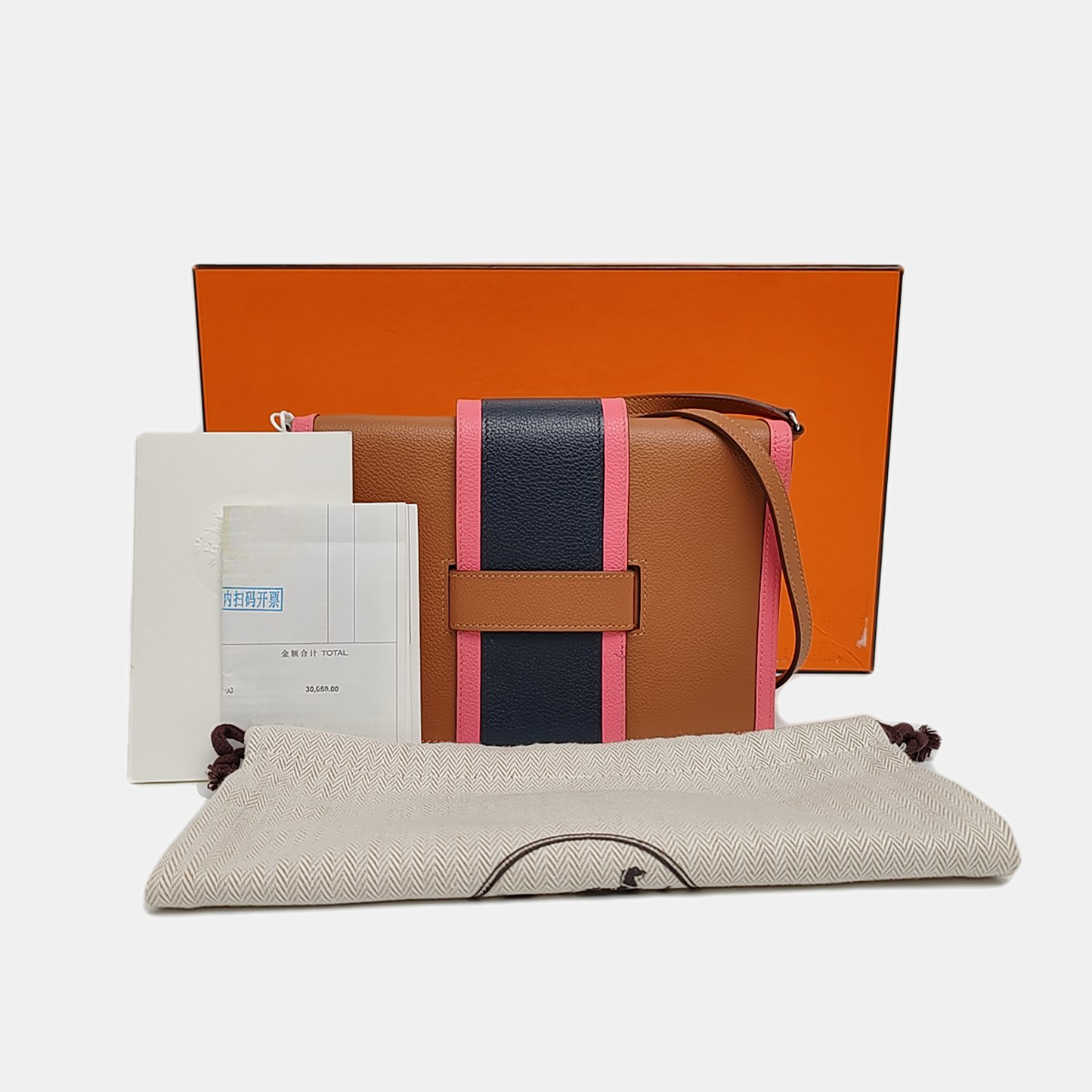 HERMÈS H Passant Gold Brown Evercolor Calfskin Quilted Crossbody Bag with Silver Hardware, Y, Detachable Strap-(SKU)-963487827