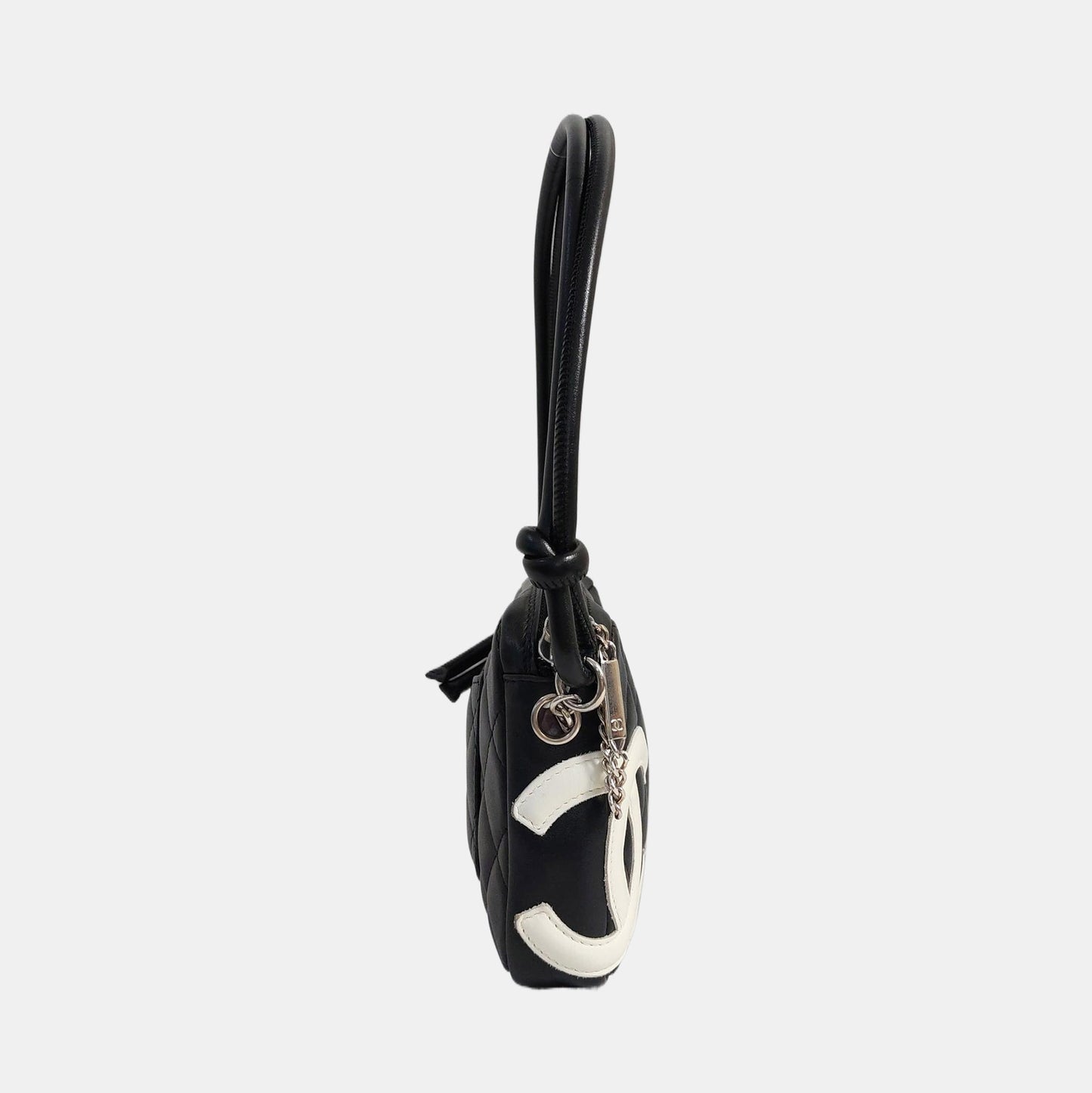 CHANEL CAMBON Small Black Calfskin Quilted Handbag Single Shoulder Bag Handbag Silver Hardware 10 Clasp-(SKU)-963757249