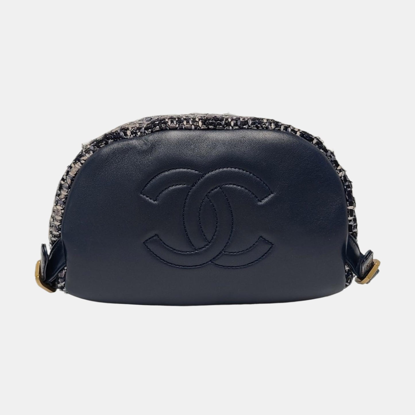 CHANEL URBAN SPIRIT Deep Blue Wool Quilted Backpack with Golden Hardware-(SKU)-963671463