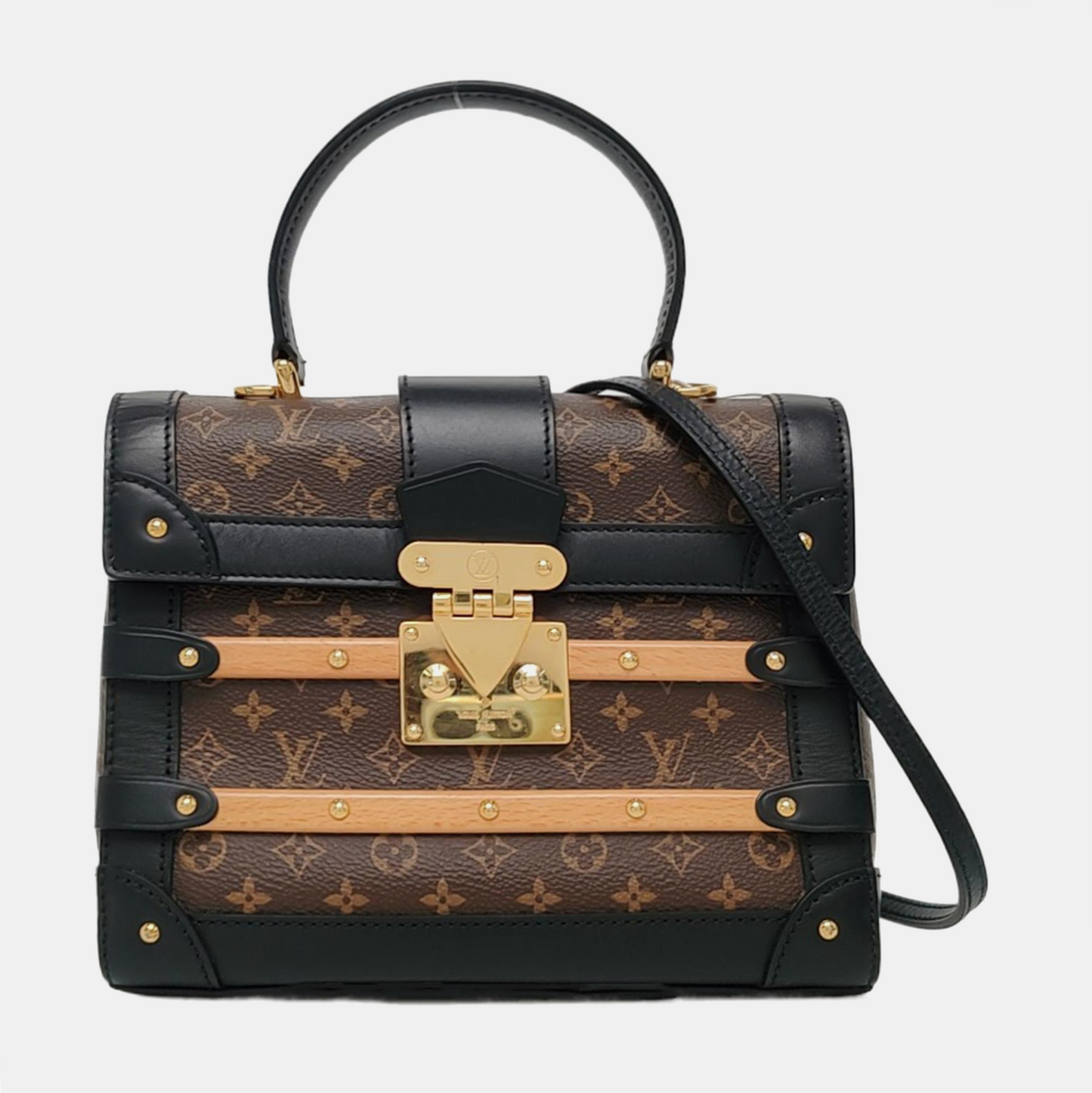 LOUIS VUITTON TRIANON Small Brown Coated Canvas Monogram Shoulder Bag Tote Bag Crossbody Bag Gold Hardware Removable Shoulder Strap-(SKU)-963796768