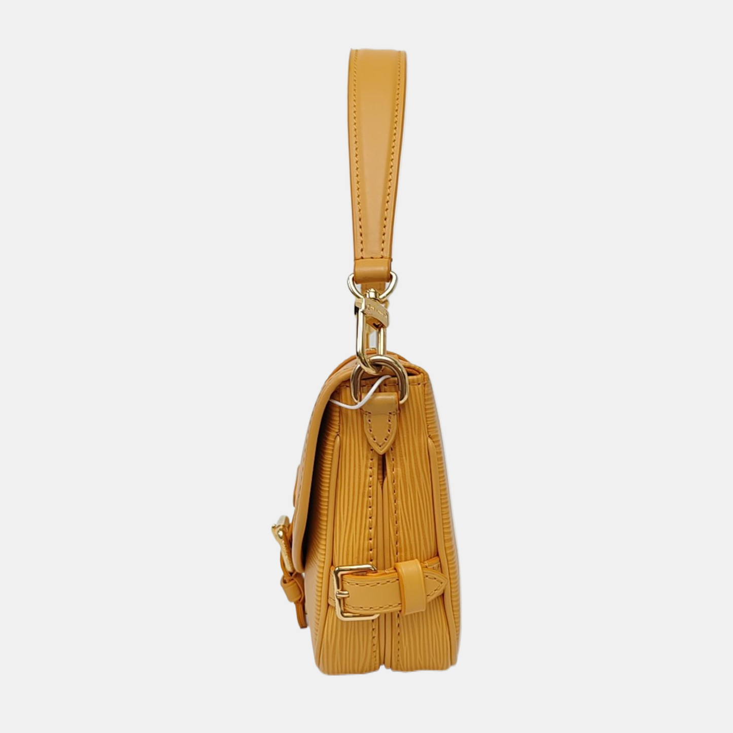 LOUIS VUITTON SAUMUR Small Yellow EPI Leather Water Ripple Gemini Crossbody Bag Shoulder Bag Tote Bag Adjustable Strap Golden Hardware 2 Removable Shoulder Straps-(SKU)-964402844