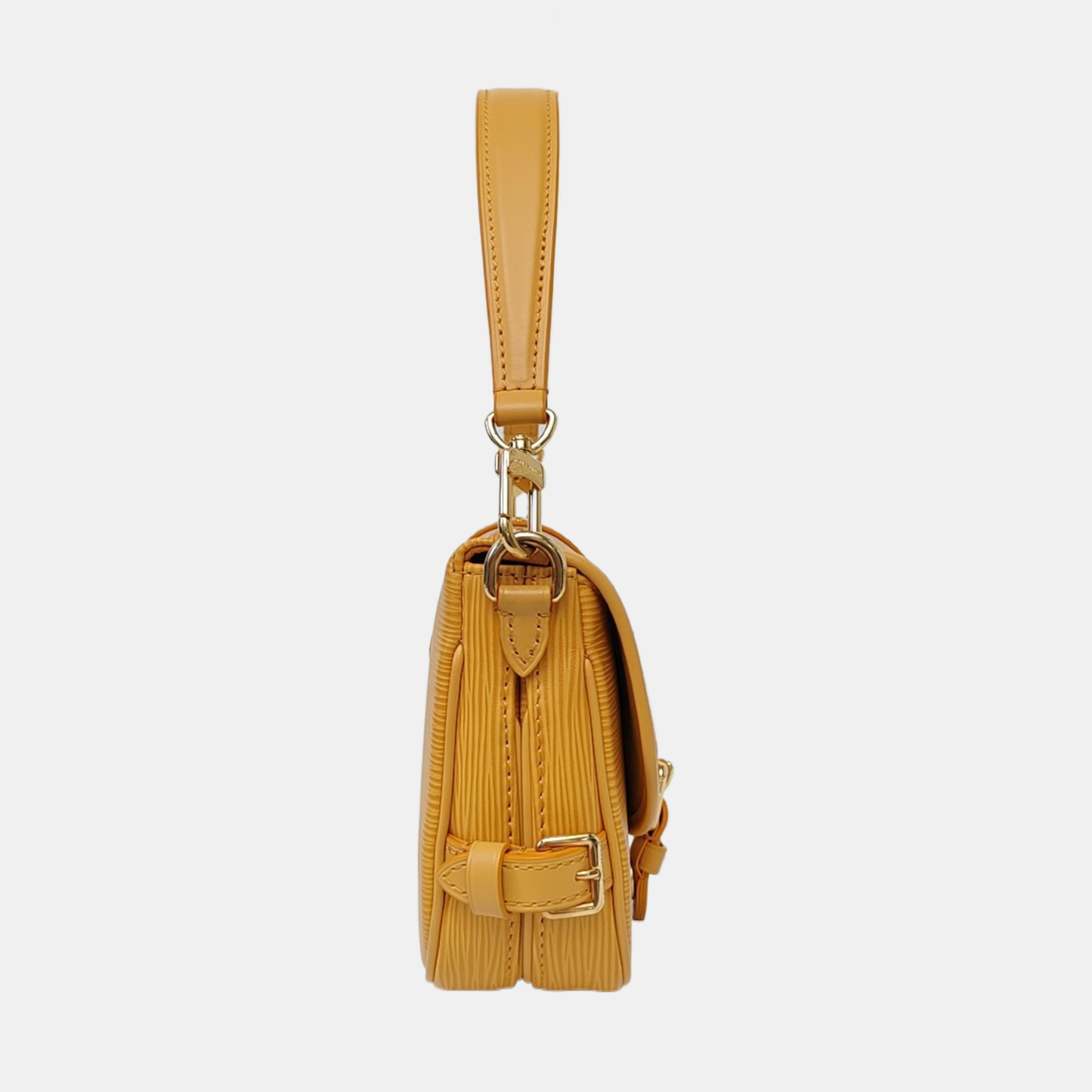 LOUIS VUITTON SAUMUR Small Yellow EPI Leather Water Ripple Gemini Crossbody Bag Shoulder Bag Tote Bag Adjustable Strap Golden Hardware 2 Removable Shoulder Straps-(SKU)-964402844