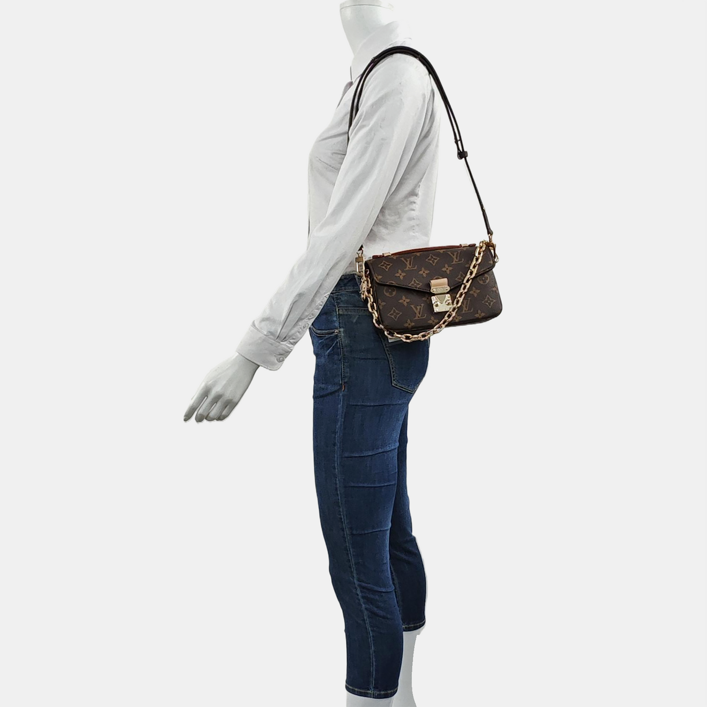 LOUIS VUITTON MÉTIS EAST WEST Brown Coated Canvas Monogram Crossbody Shoulder Bag Tote Bag Single Shoulder Bag with Detachable Straps-(SKU)-964519024