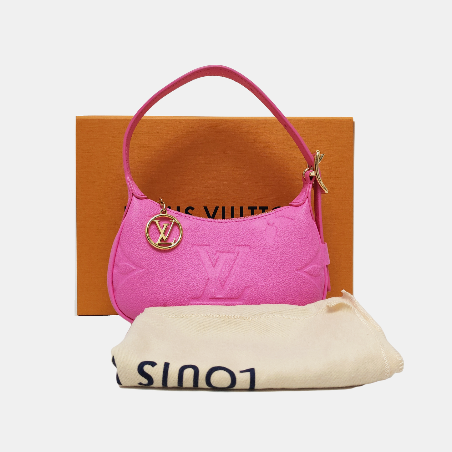 LOUIS VUITTON MOON Mini Pink Calfskin Monogram Damier Embossed Tote Bag, Golden Hardware-(SKU)-964574611