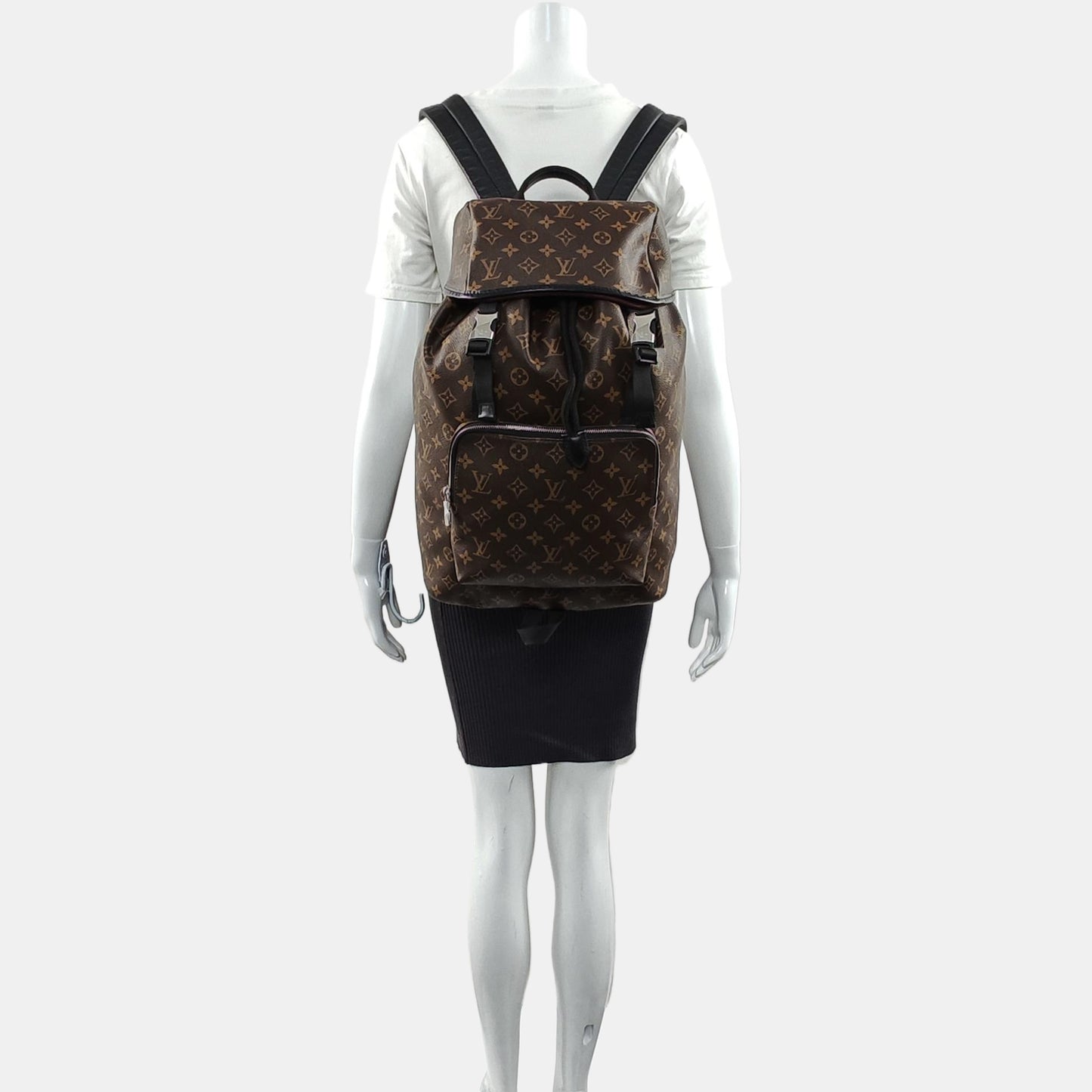 LOUIS VUITTON ZACK Medium Brown Coated Canvas Monogram Backpack Tote Bag Silver Hardware-(SKU)-965082946