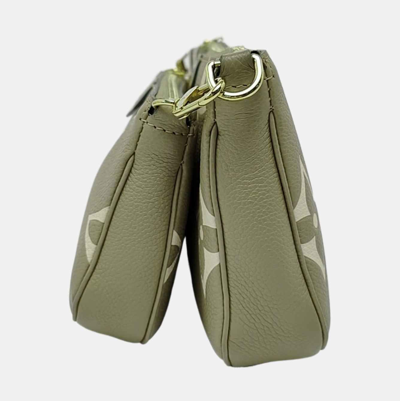 LOUIS VUITTON MULTI Green Calfskin Crossbody Shoulder Bag Tote Bag Gold Hardware Pockets 2 Removable Shoulder Straps Full Accessories-(SKU)-964086882