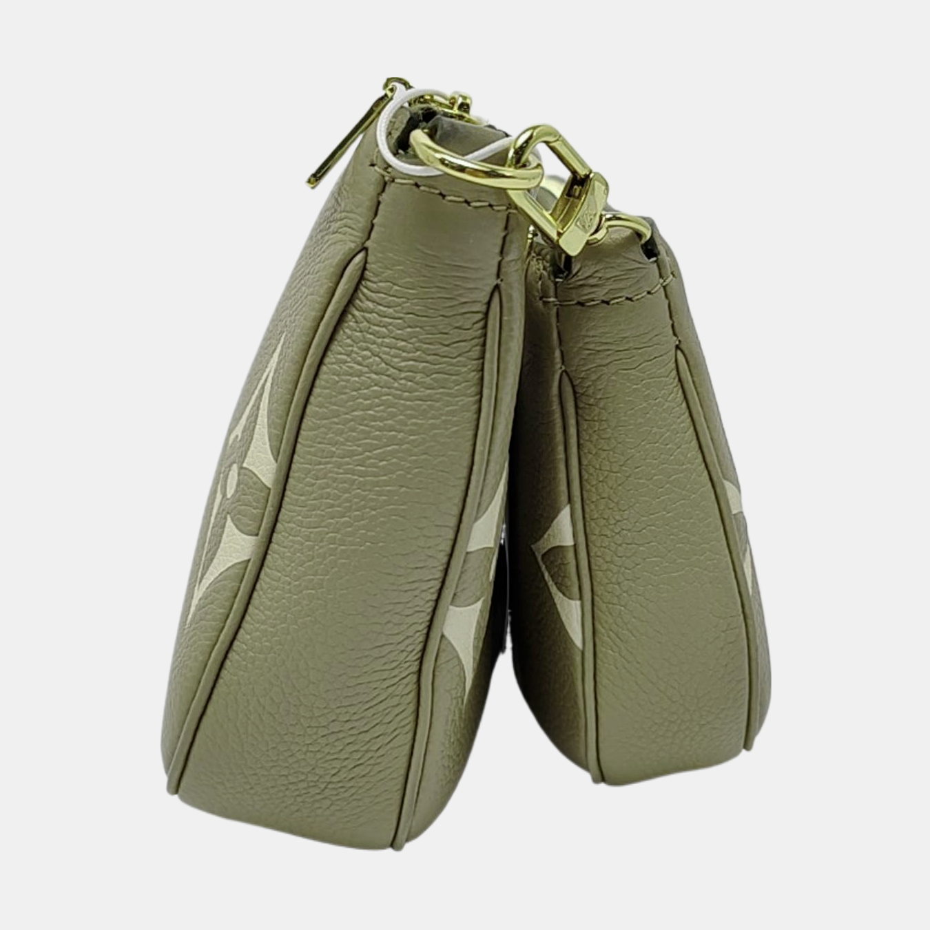 LOUIS VUITTON MULTI Green Calfskin Crossbody Shoulder Bag Tote Bag Gold Hardware Pockets 2 Removable Shoulder Straps Full Accessories-(SKU)-964086882