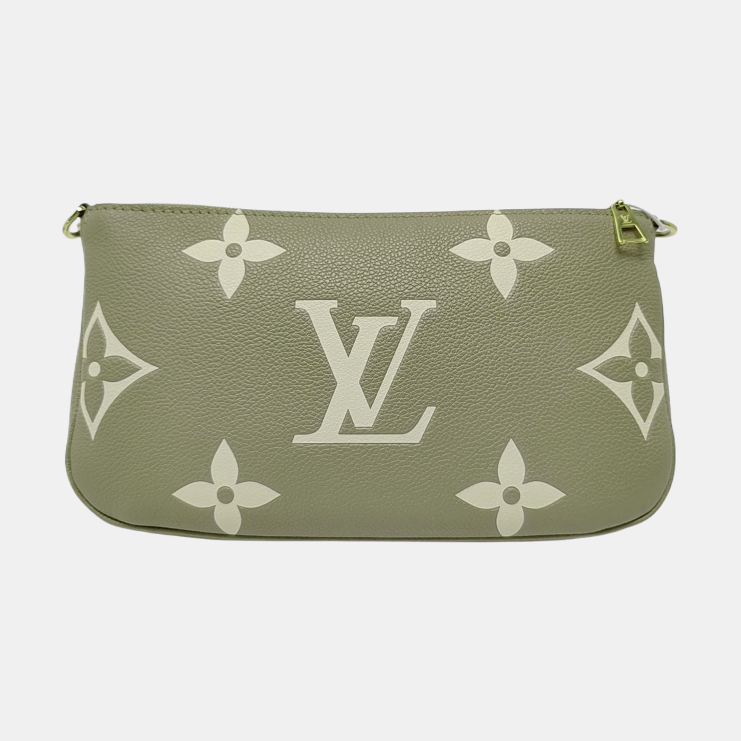 LOUIS VUITTON MULTI Green Calfskin Crossbody Shoulder Bag Tote Bag Gold Hardware Pockets 2 Removable Shoulder Straps Full Accessories-(SKU)-964086882