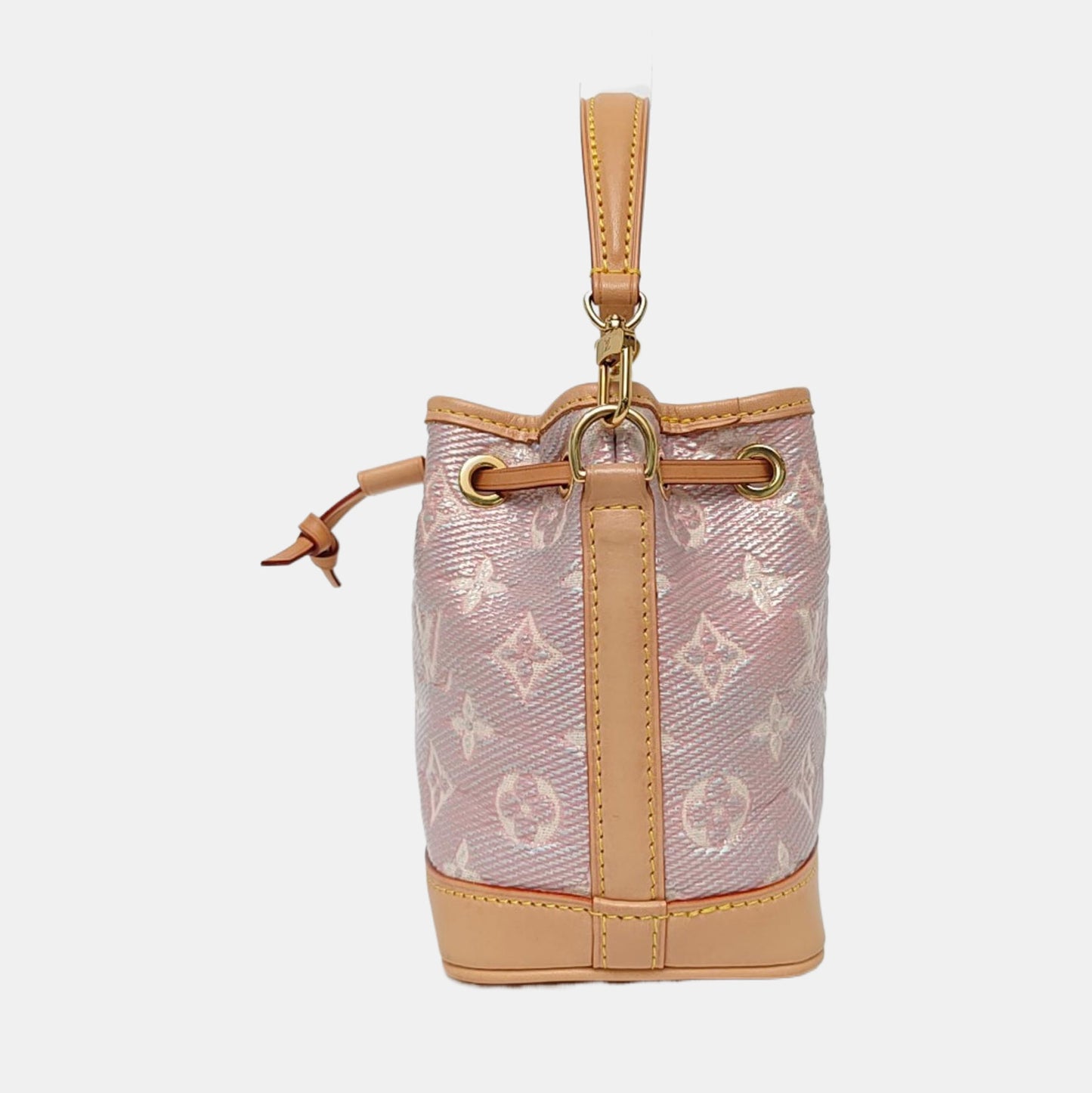 LOUIS VUITTON NOÉ Mini Pink Coated Canvas MonogramShoulder Bag Tote Bag Gold Hardware 2 Removable Straps-(SKU)-964981440
