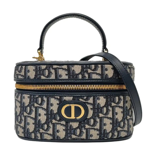 DIOR 30 Montaigne Mini Blue Canvas Monogram Embroidered Shoulder Bag Crossbody Handbag Gold Hardware Removable Strap-(SKU)-965602626