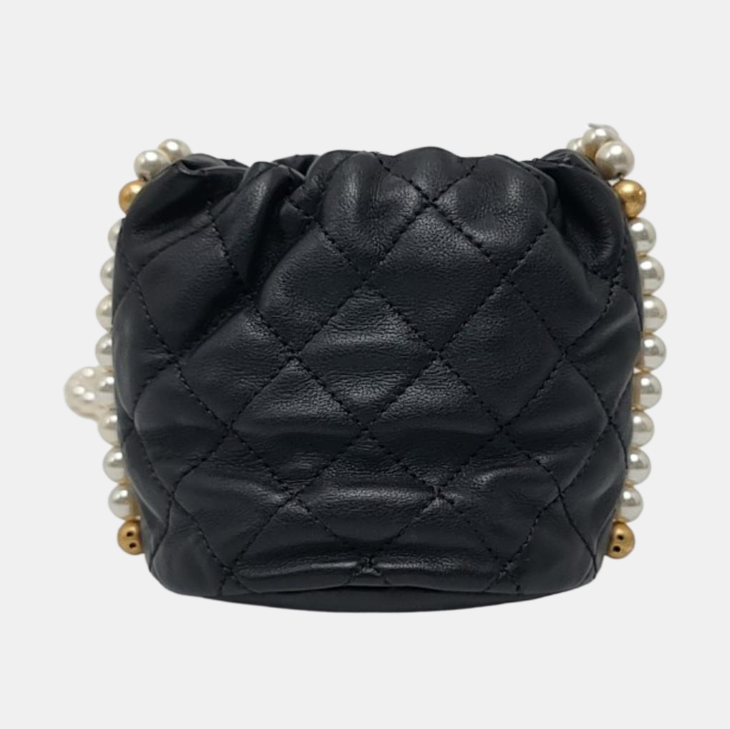 CHANEL DRAWSTRING Mini Black Calfskin Quilted Crossbody Shoulder Bag with Gold Hardware, 31 openings-(SKU)-965301985