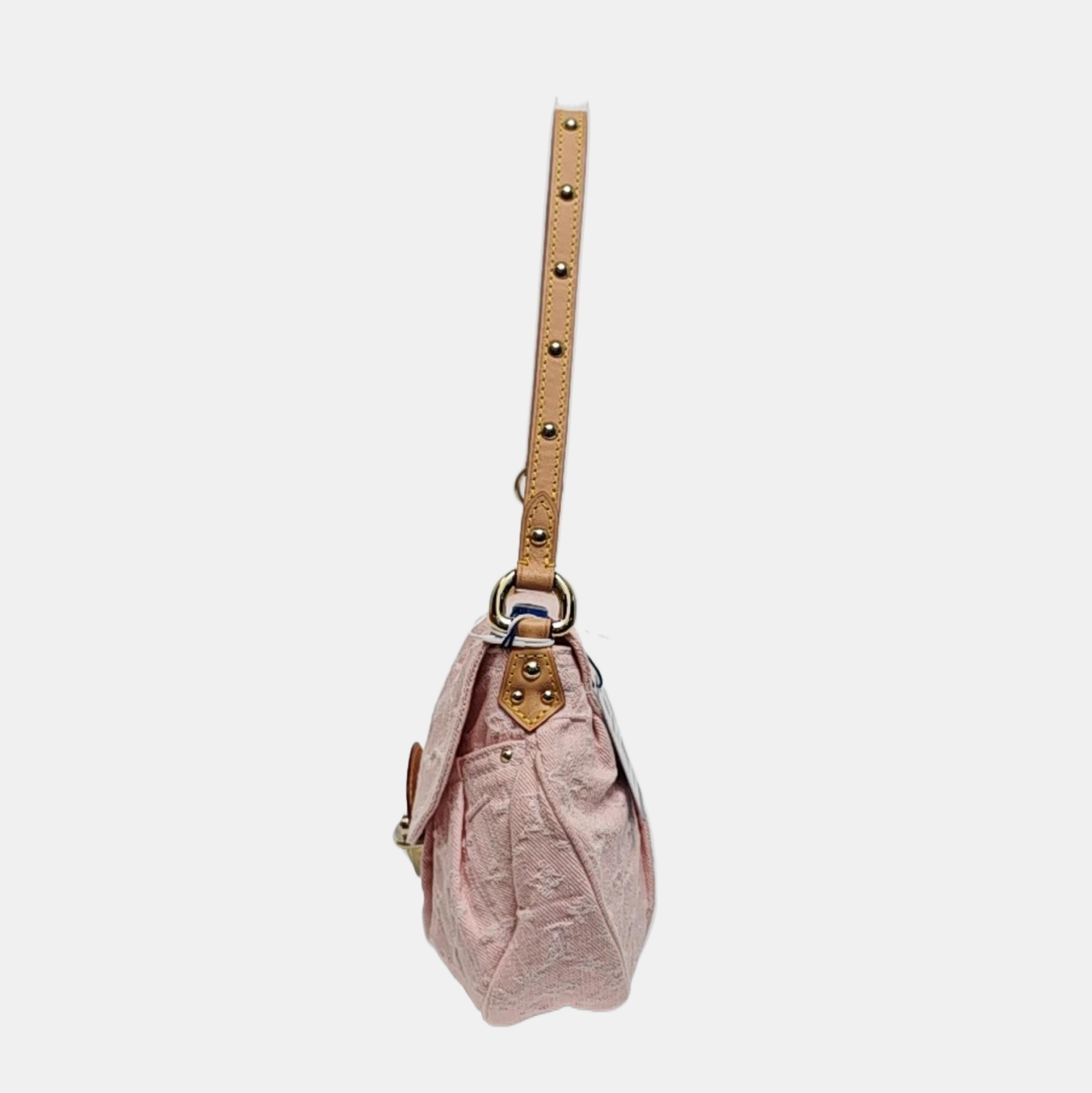 LOUIS VUITTON SUNSET Pink Denim Monogram Single Shoulder Bag with Gold Hardware 2 Removable Shoulder Straps Accessories Included-(SKU)-965274379