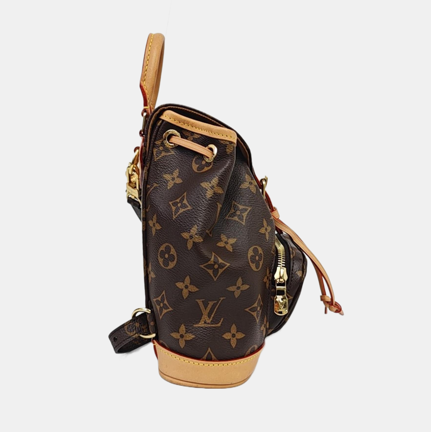 LOUIS VUITTON MONTSOURIS BB brown coated canvas Monogram backpack gold hardware 2 removable shoulder straps complete accessories-(SKU)-965720773