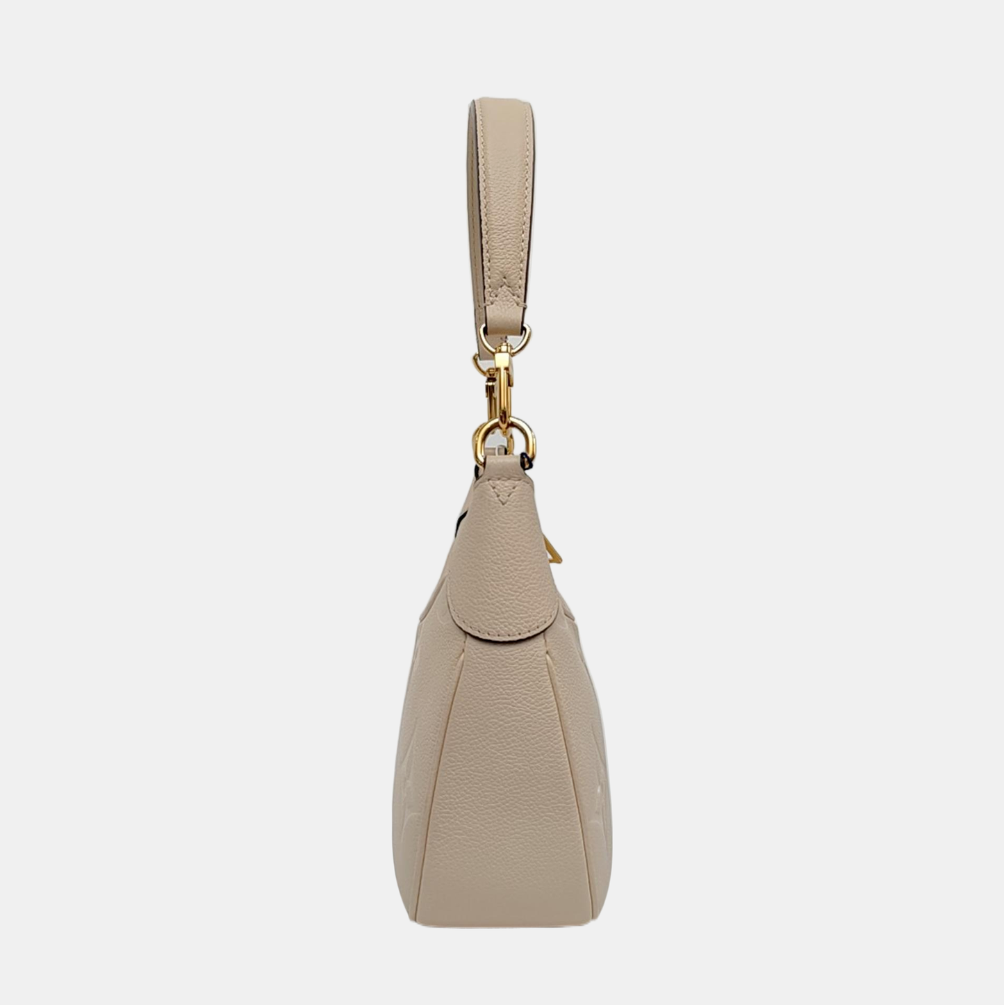 LOUIS VUITTON BAGATELLE White Calfskin Embossed Crossbody Bag Shoulder Bag Tote Bag Golden Hardware 2 Removable Straps-(SKU)-965734846