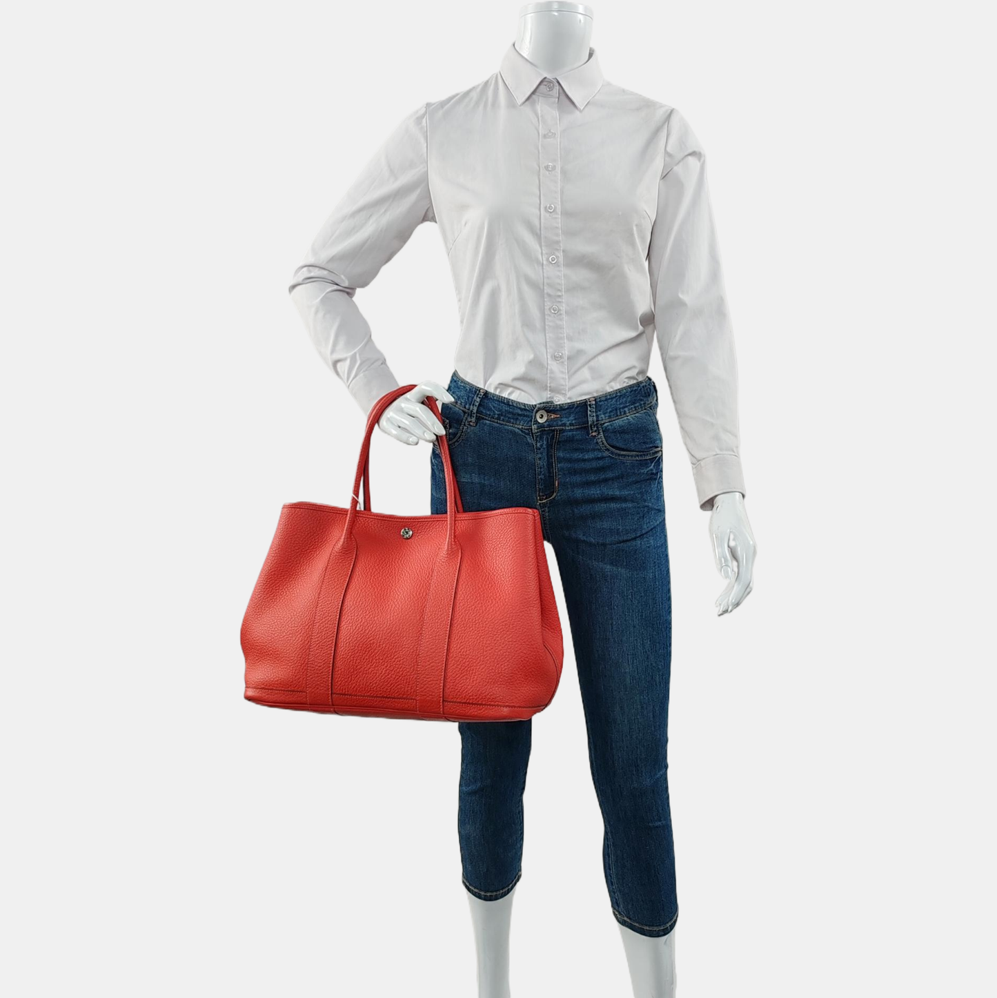 HERMÈS Garden Party 36 Peony Red Negonda Calfskin Garden Bag Tote Bag Silver Hardware 🅁 Engraved-(SKU)-966027305