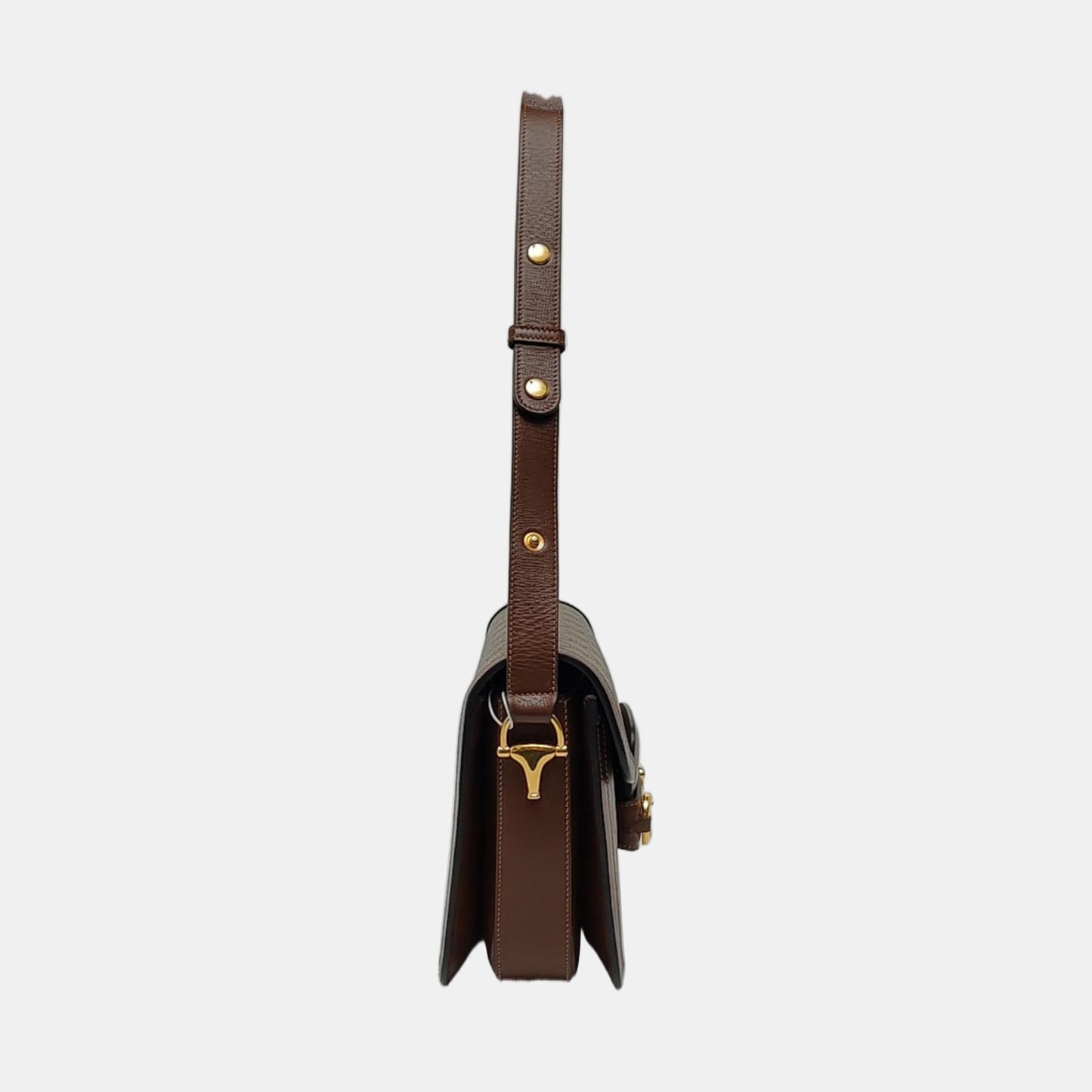 GUCCI Horsebit 1955 Small Beige Coated Canvas Monogram Saddle Bag with Gold Hardware, Complete Accessories-(SKU)-966125952