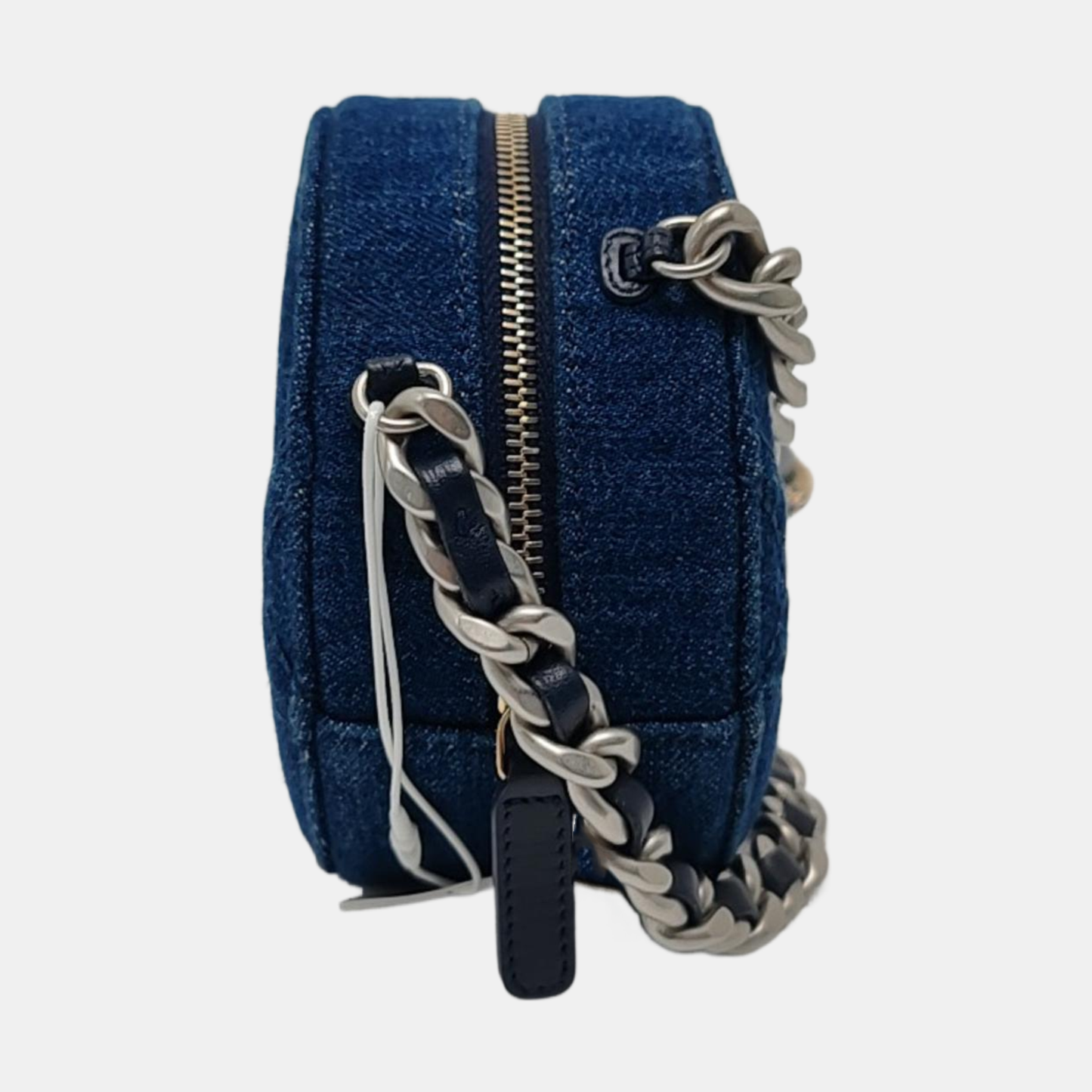 CHANEL CHANEL 19 Deep Blue Denim Quilted Crossbody Shoulder Bag with Golden and Silver Hardware, 31K-(SKU)-966421426