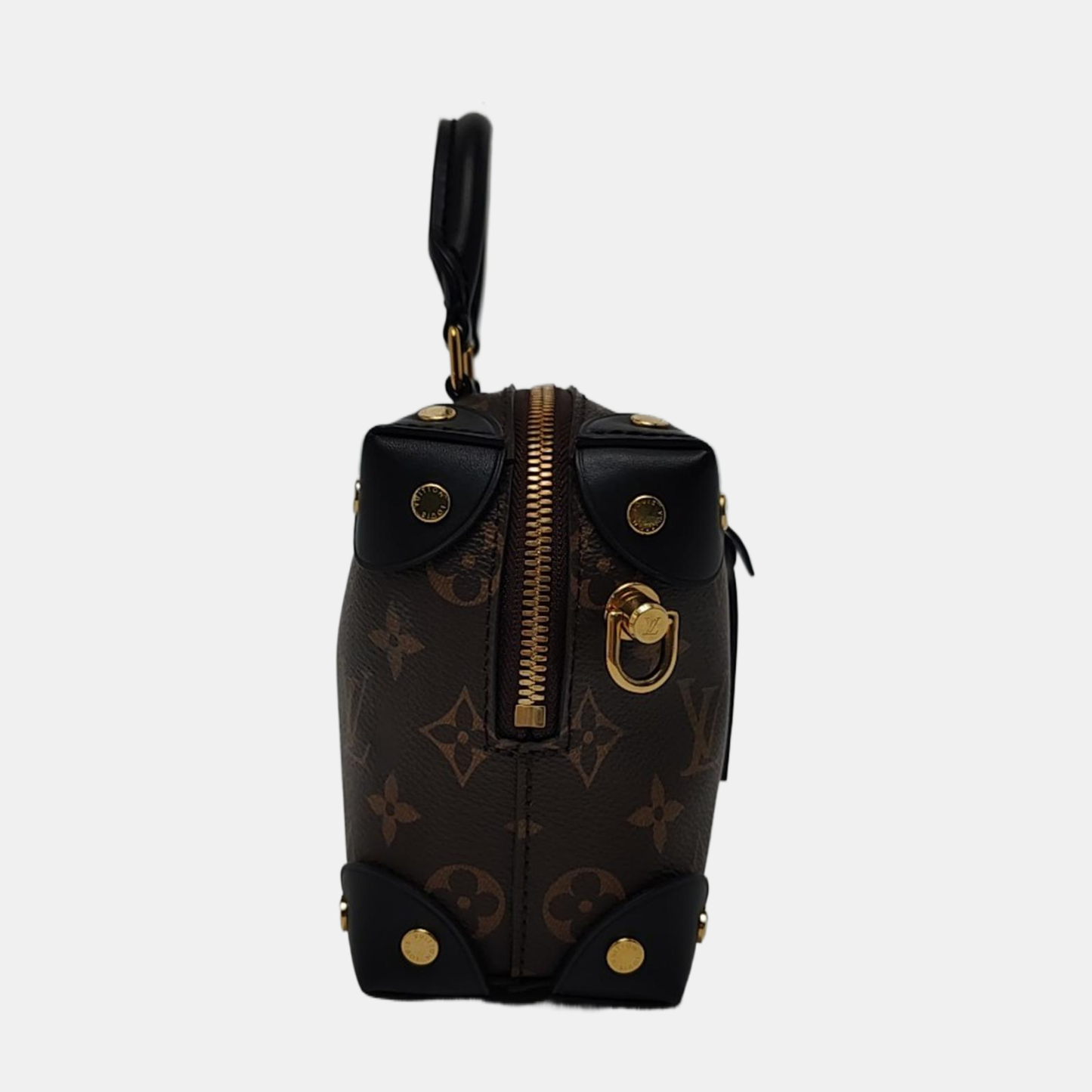 LOUIS VUITTON PETITE MALLE Brown Coated Canvas Monogram Crossbody Shoulder Bag Tote Bag Single Shoulder Bag Golden Hardware 2 Removable Shoulder Straps-(SKU)-949596506
