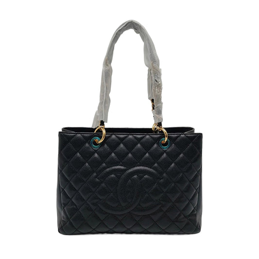 CHANEL CHANEL GST Large Black Calfskin Quilted Shoulder Bag Handbag Golden Hardware 15 Clasp-(SKU)-966619492