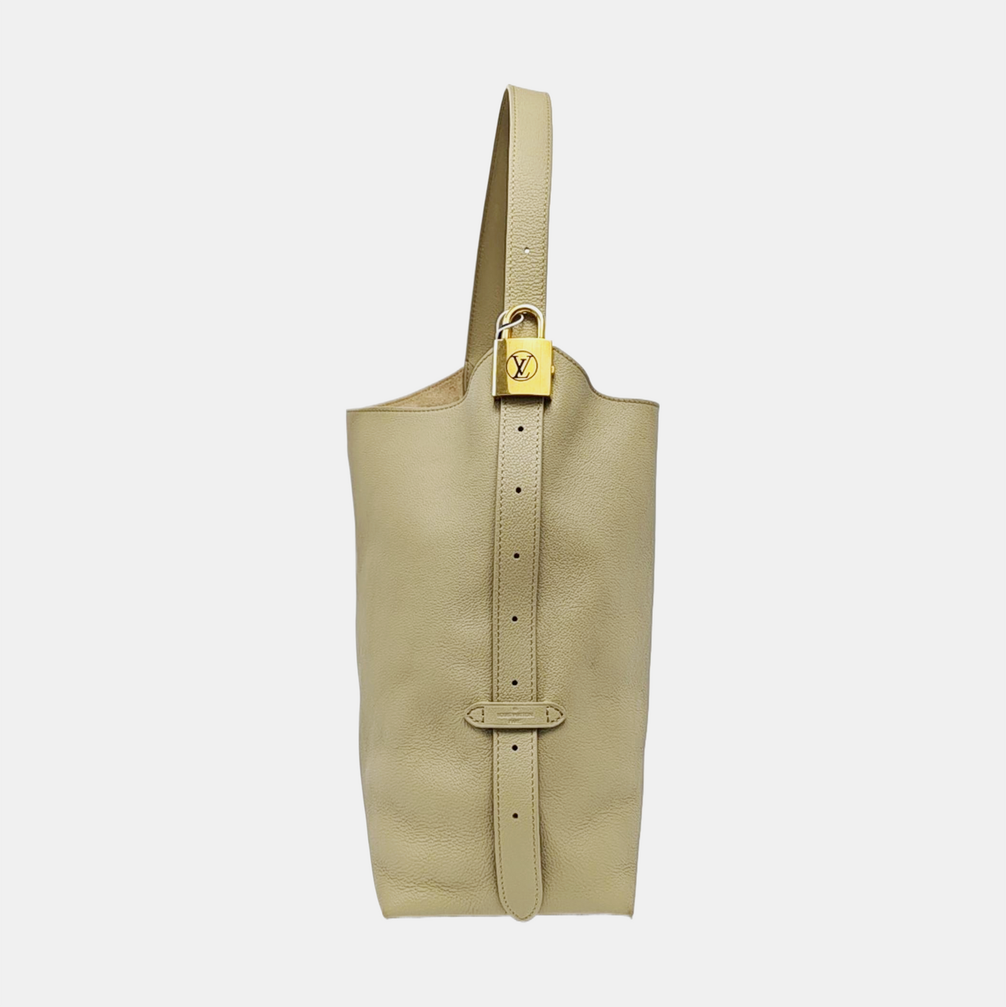 LOUIS VUITTON LOW KEY HOBO Medium Size Greenish Grey Calfskin Monogram Shoulder Bag, Handbag with Detachable Strap-(SKU)-966606063