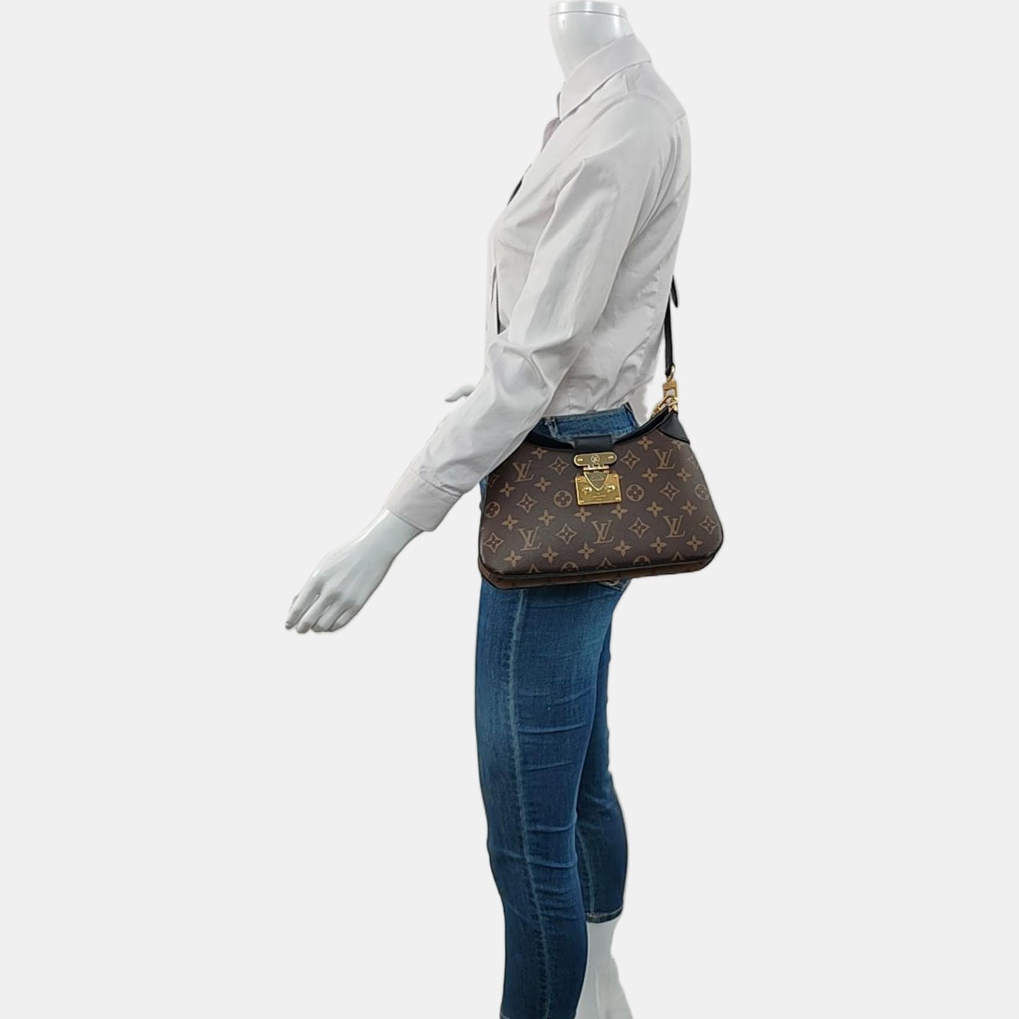 LOUIS VUITTON TWINNY Brown Coated Canvas Monogram Shoulder Bag with Detachable Strap-(SKU)-966609375