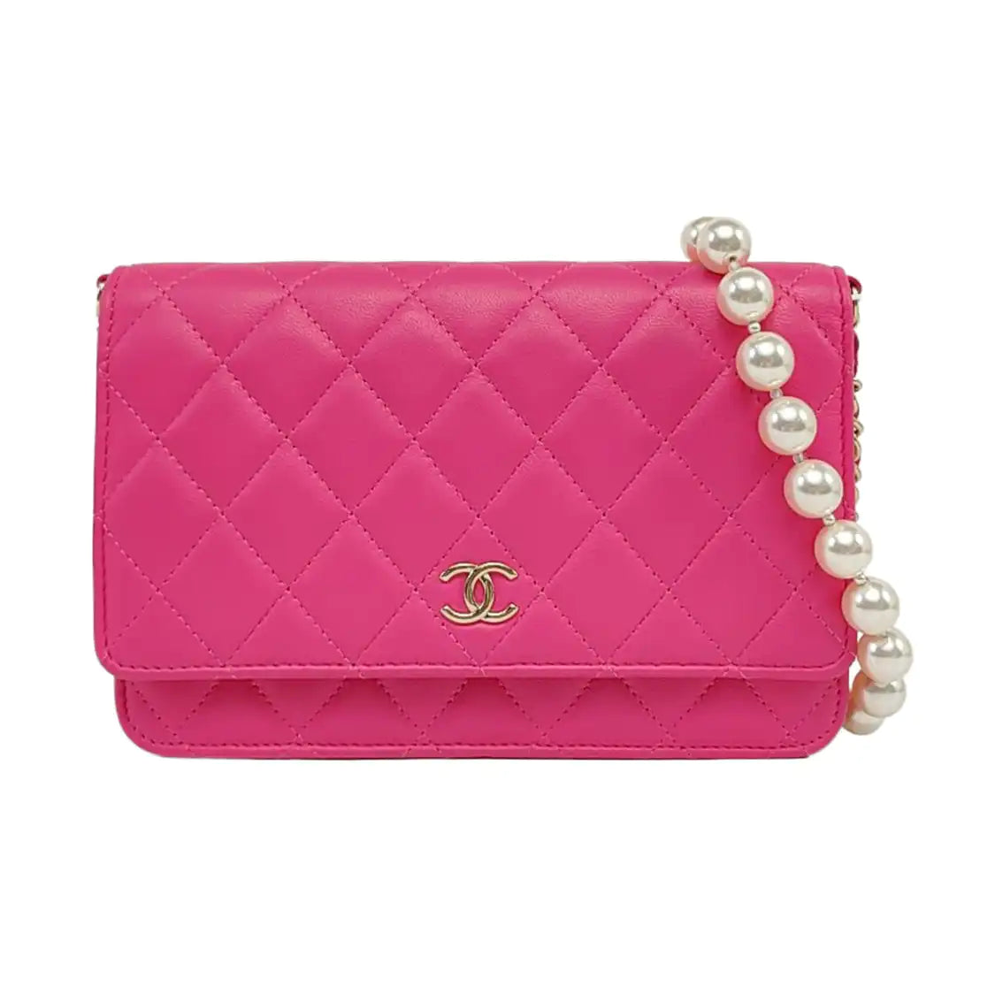 CHANEL WOC Pink Lamb Skin Quilted Single Shoulder Bag Crossbody Bag Golden Hardware-(SKU)-966775243