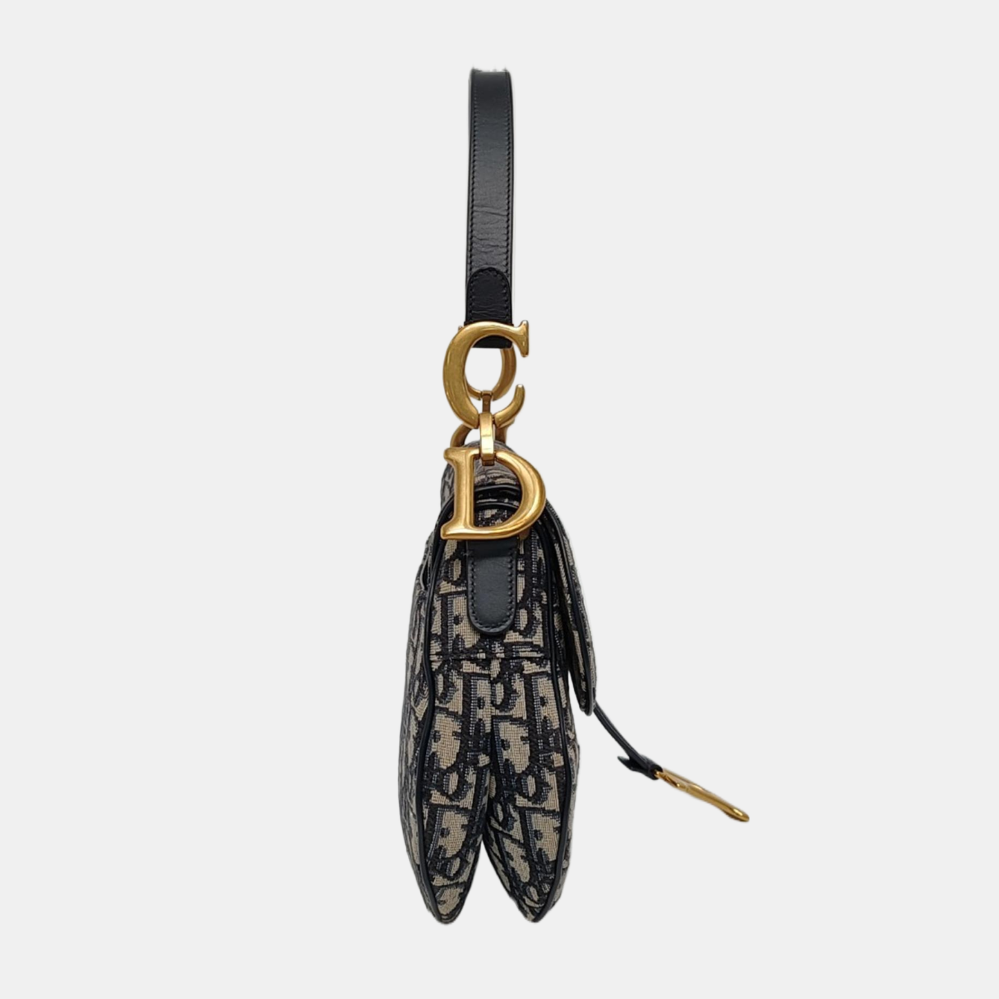 DIOR Saddle Small Size Blue Canvas Monogram Saddle Bag Single Shoulder Bag Golden Hardware-(SKU)-966733387
