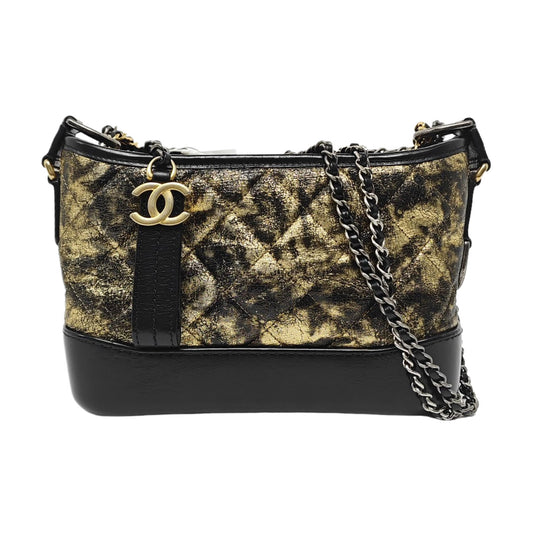 CHANEL GABRIELLE Small Gold Lamb Skin Quilted Bag with Detachable Strap, Gold and Ruthenium Hardware, 26 Clasp-(SKU)-967131887