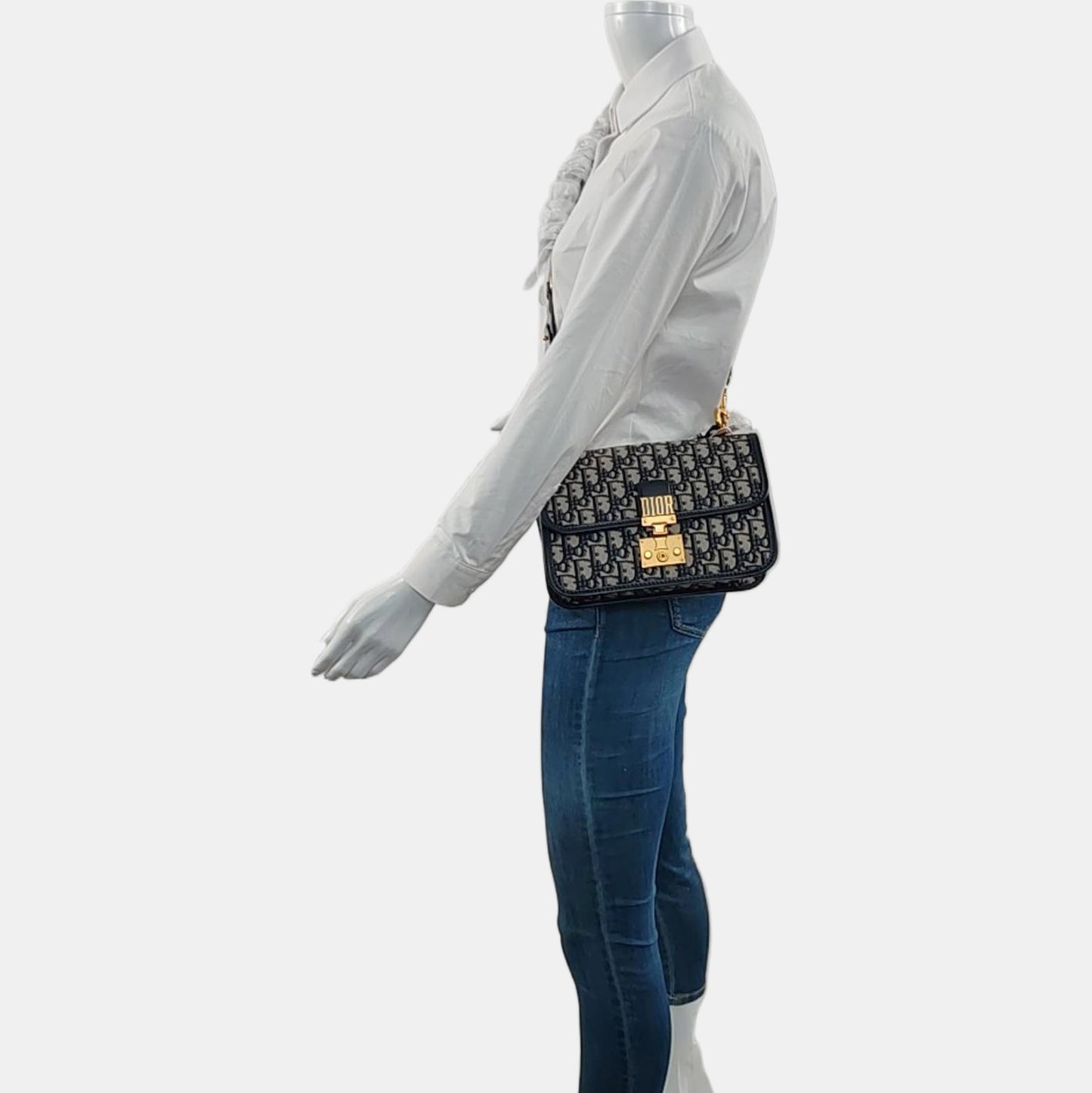 DIOR Dioraddict Beige Canvas Monogram Embossed Shoulder Bag Tote Crossbody Bag Gold Ruthenium Hardware Removable Strap-(SKU)-967071539