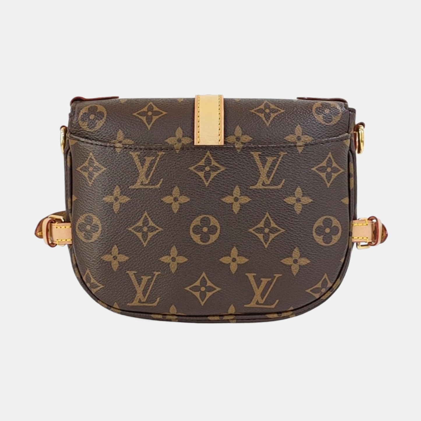 LOUIS VUITTON SAUMUR BB Brown Coated Canvas Monogram Shoulder Bag, Gold Hardware, Removable Shoulder Strap-(SKU)-967083690