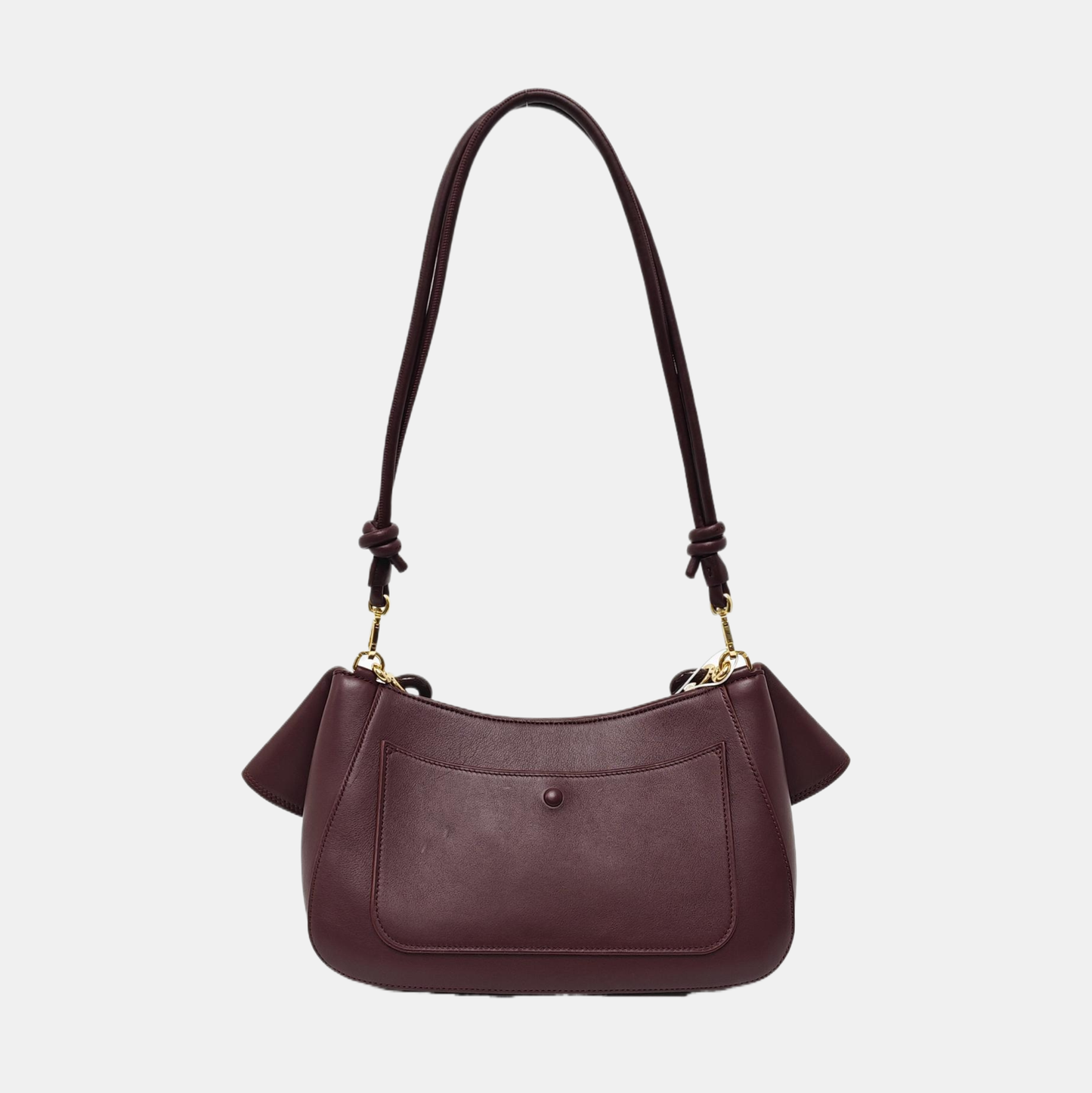 LOEWE Ola Medium Size Burgundy Calf Leather Single Shoulder Bag Golden Hardware Detachable Strap-(SKU)-967585188