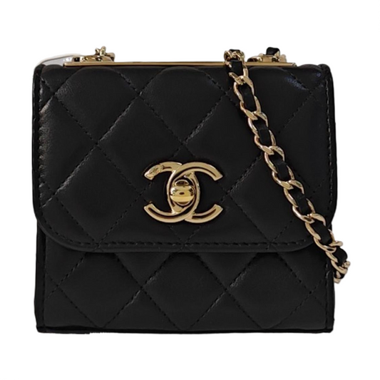 CHANEL TRENDY CC Black Lamb Skin Quilted Single Shoulder Bag Crossbody Bag Golden Hardware-(SKU)-967363418