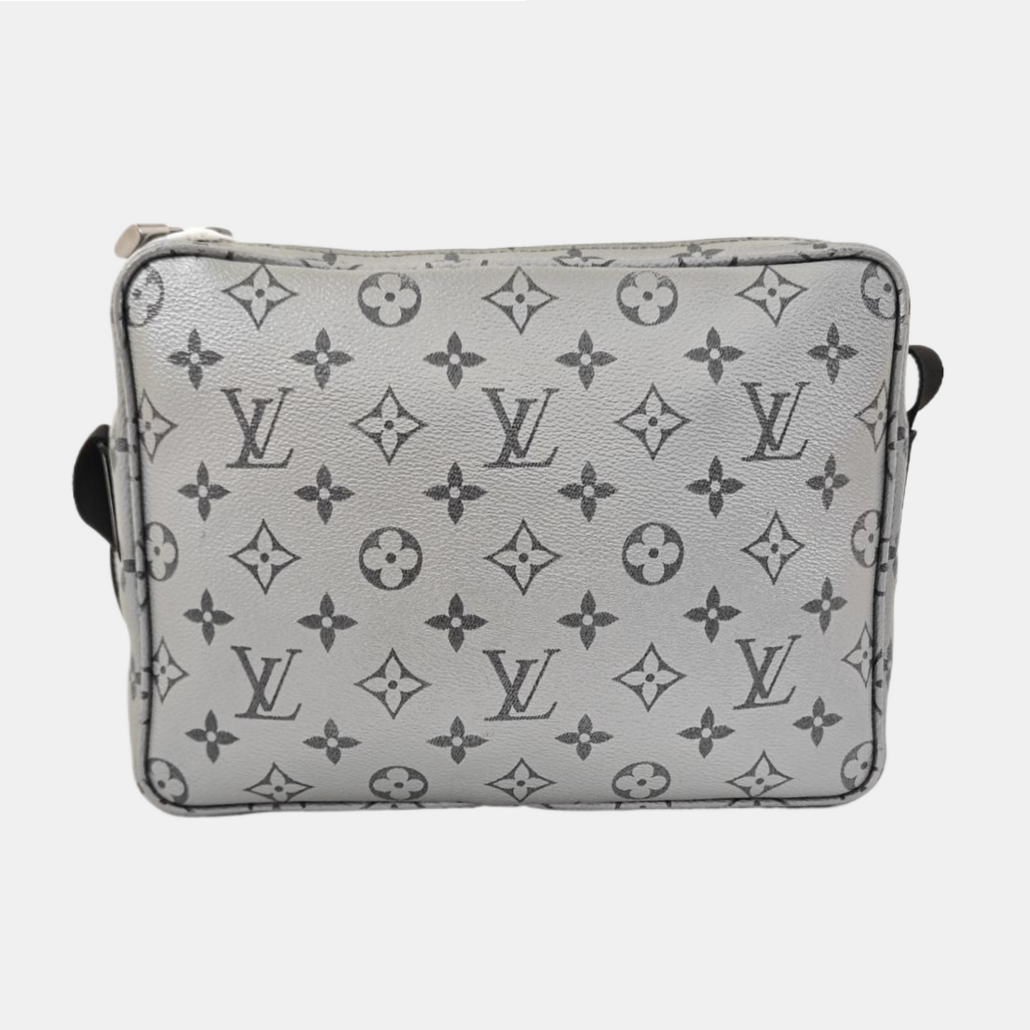 LOUIS VUITTON TRIO Grey Calfskin Monogram Crossbody Shoulder Bag Silver Hardware-(SKU)-967525800