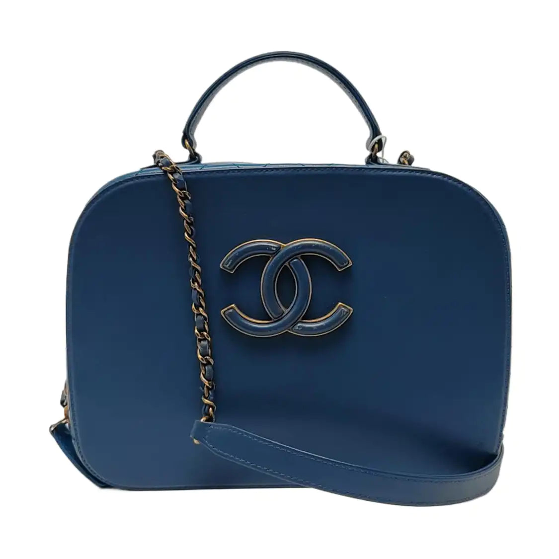 CHANEL COCO CURVE Blue Calfskin Quilted Matelassé Shoulder Bag Handbag Crossbody Bag Golden Hardware 23 Clasp-(SKU)-968038724