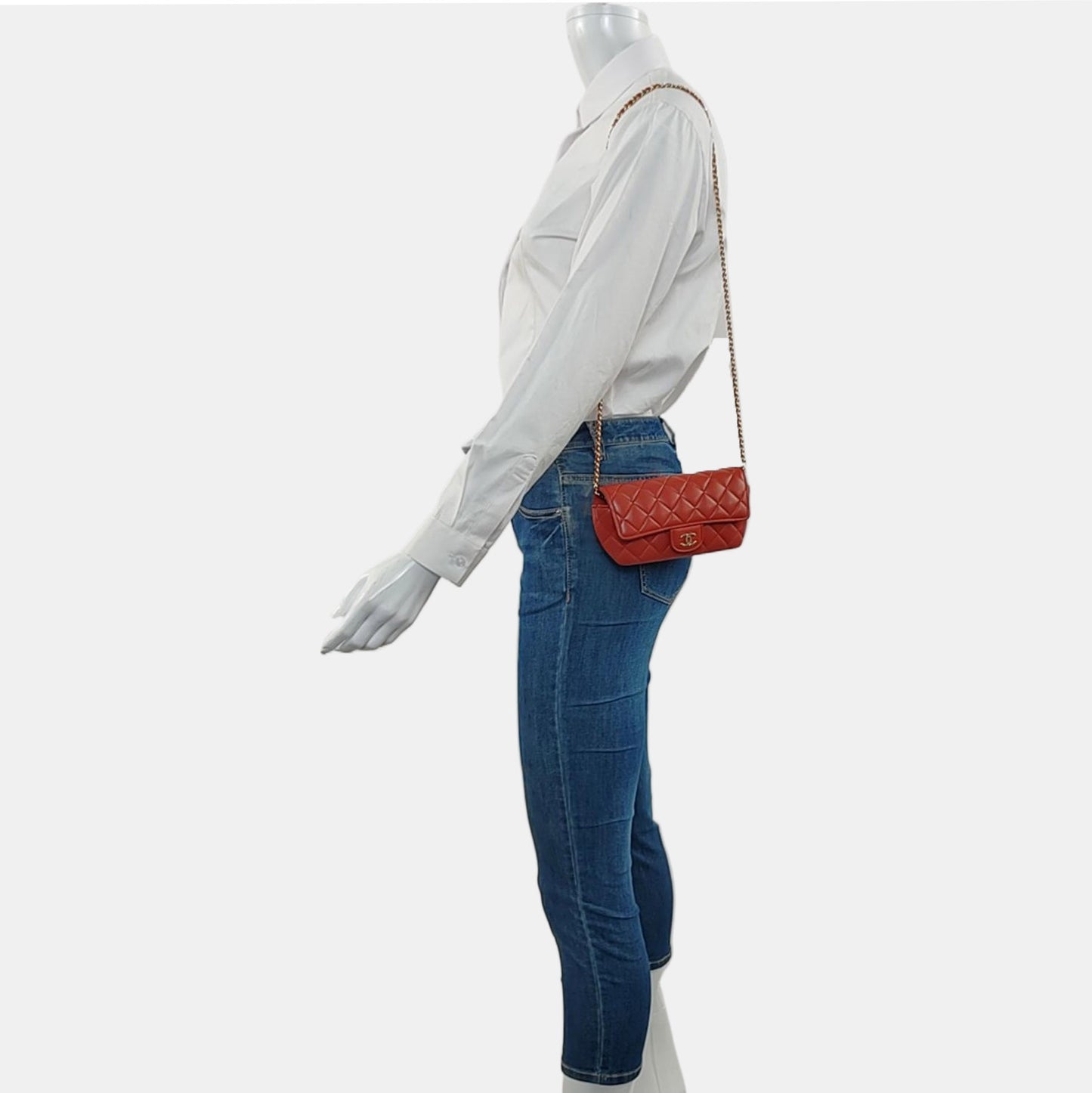 CHANEL CLASSIC FLAP Brick Red Lamb Skin Quilted Shoulder Bag Crossbody with Gold Hardware 31 Clasp-(SKU)-968214539