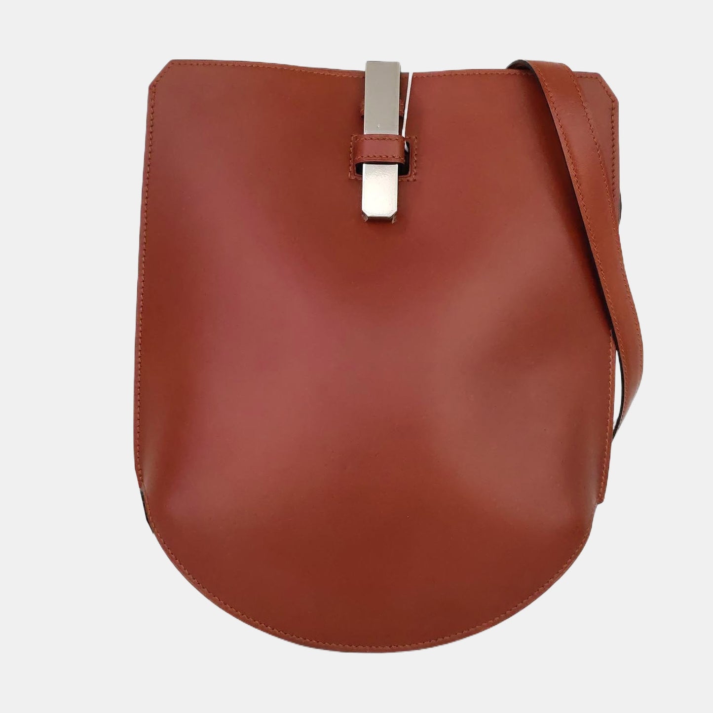 HERMÈS Baton De Craie Bronze BOX Leather Single Shoulder Bag Crossbody Bag Silver Hardware X-(SKU)-967228707