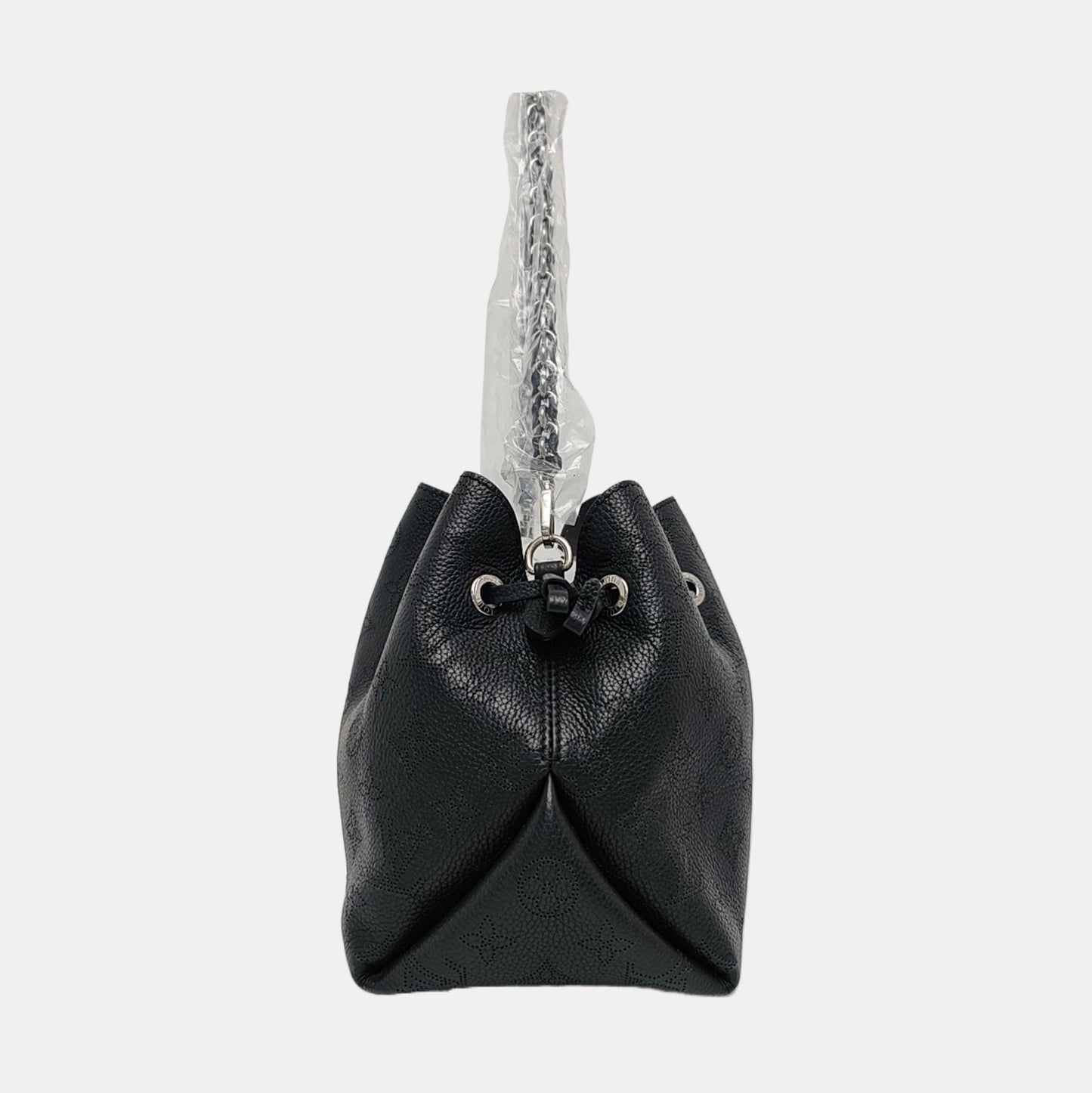 LOUIS VUITTON BELLA Black Calfskin Monogram Shoulder Bag Tote Bag Crossbody Bag Silver Hardware Pockets 2 Removable Straps-(SKU)-967203309
