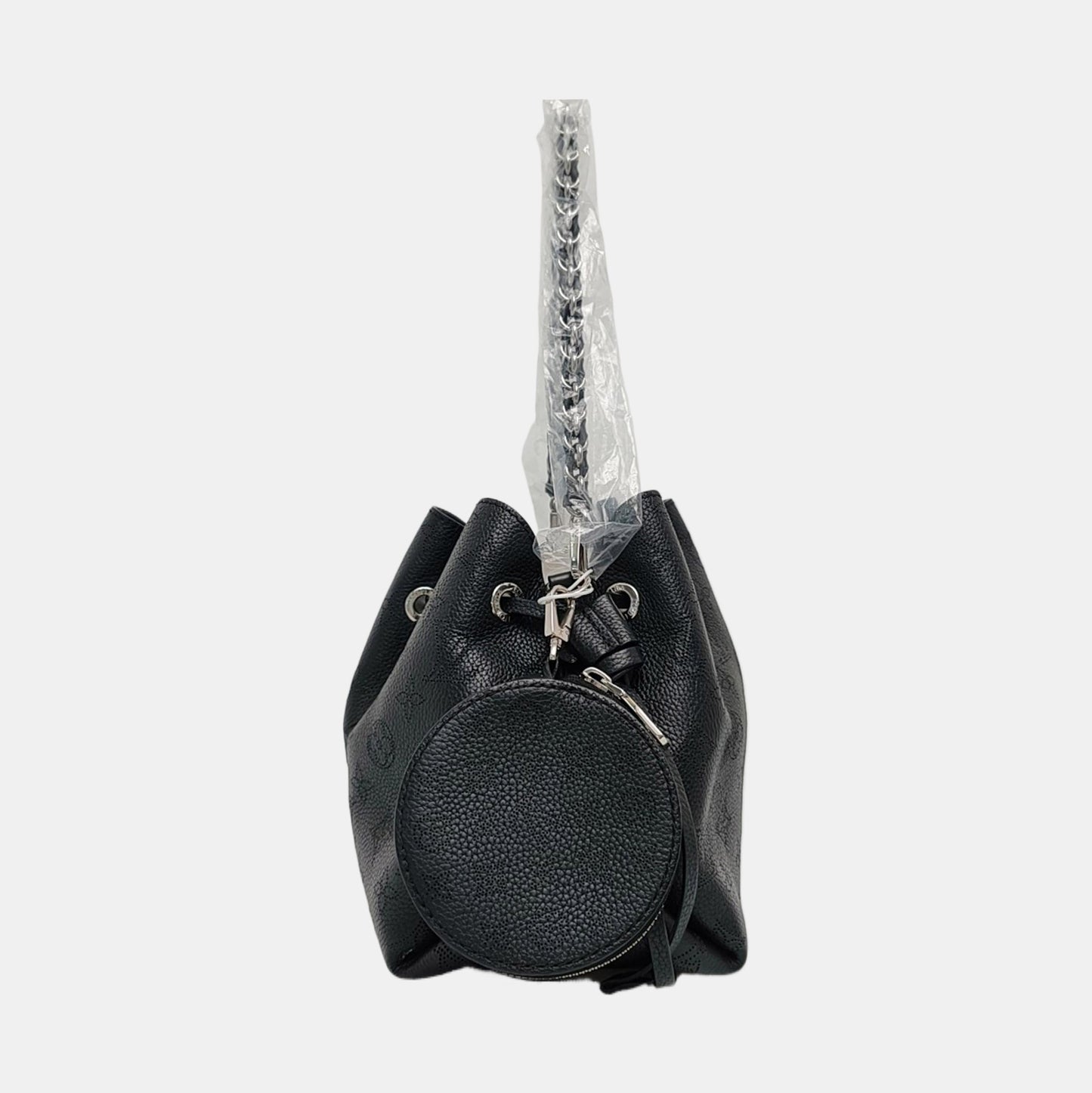LOUIS VUITTON BELLA Black Calfskin Monogram Shoulder Bag Tote Bag Crossbody Bag Silver Hardware Pockets 2 Removable Straps-(SKU)-967203309