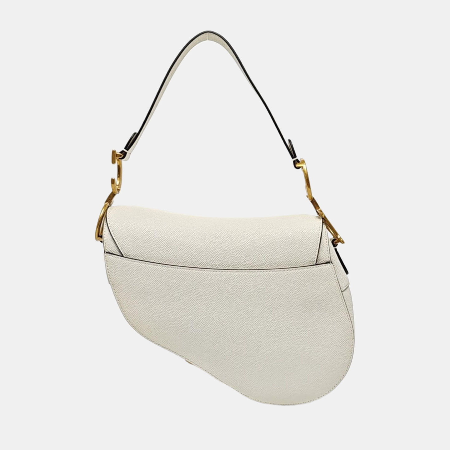 DIOR Saddle Small White Leather Saddle Bag with Gold Hardware, Removable Strap-(SKU)-968234985