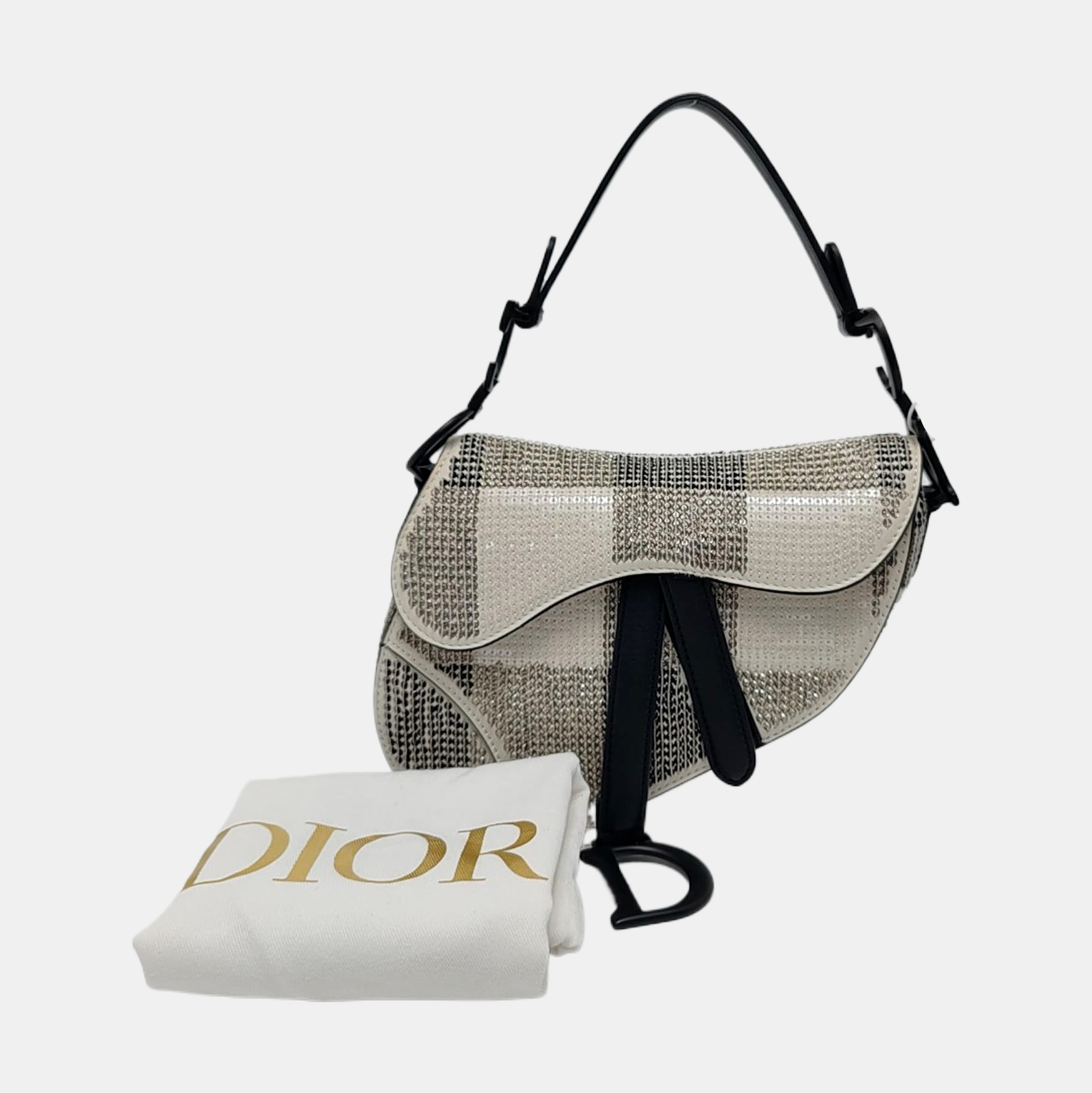 DIOR Saddle Mini Multicolor Calfskin Embroidered Saddle Bag Handbag Black Hardware-(SKU)-968867584