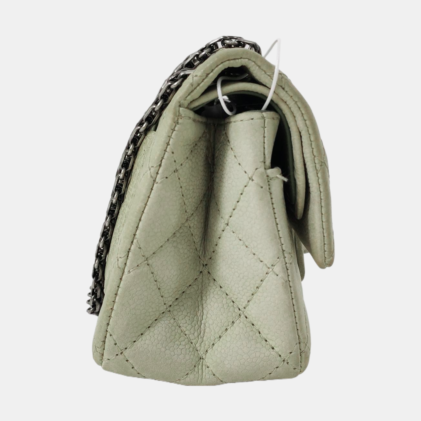 CHANEL 2.55 Green Calfskin Quilted Diamond Stitch Single Shoulder Bag Silver Hardware 17 Clasp-(SKU)-968981513