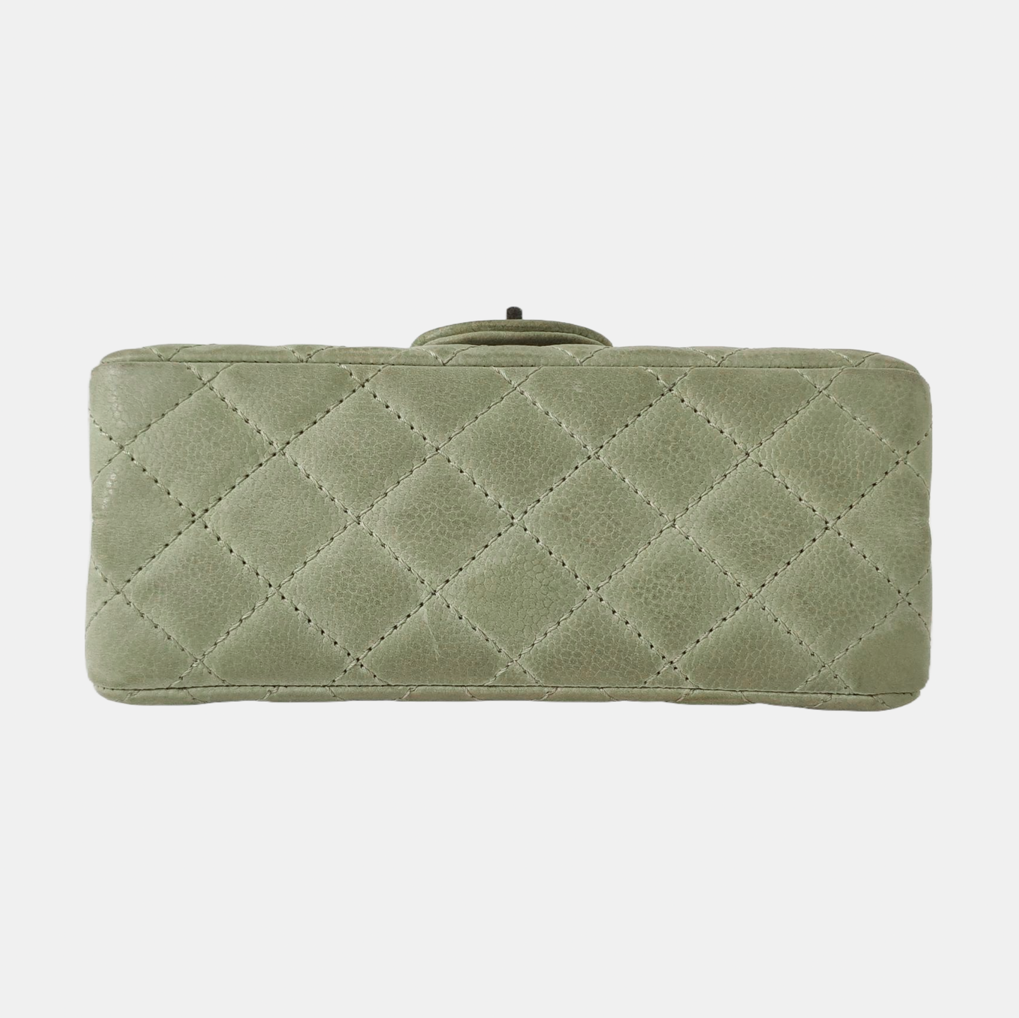 CHANEL 2.55 Green Calfskin Quilted Diamond Stitch Single Shoulder Bag Silver Hardware 17 Clasp-(SKU)-968981513