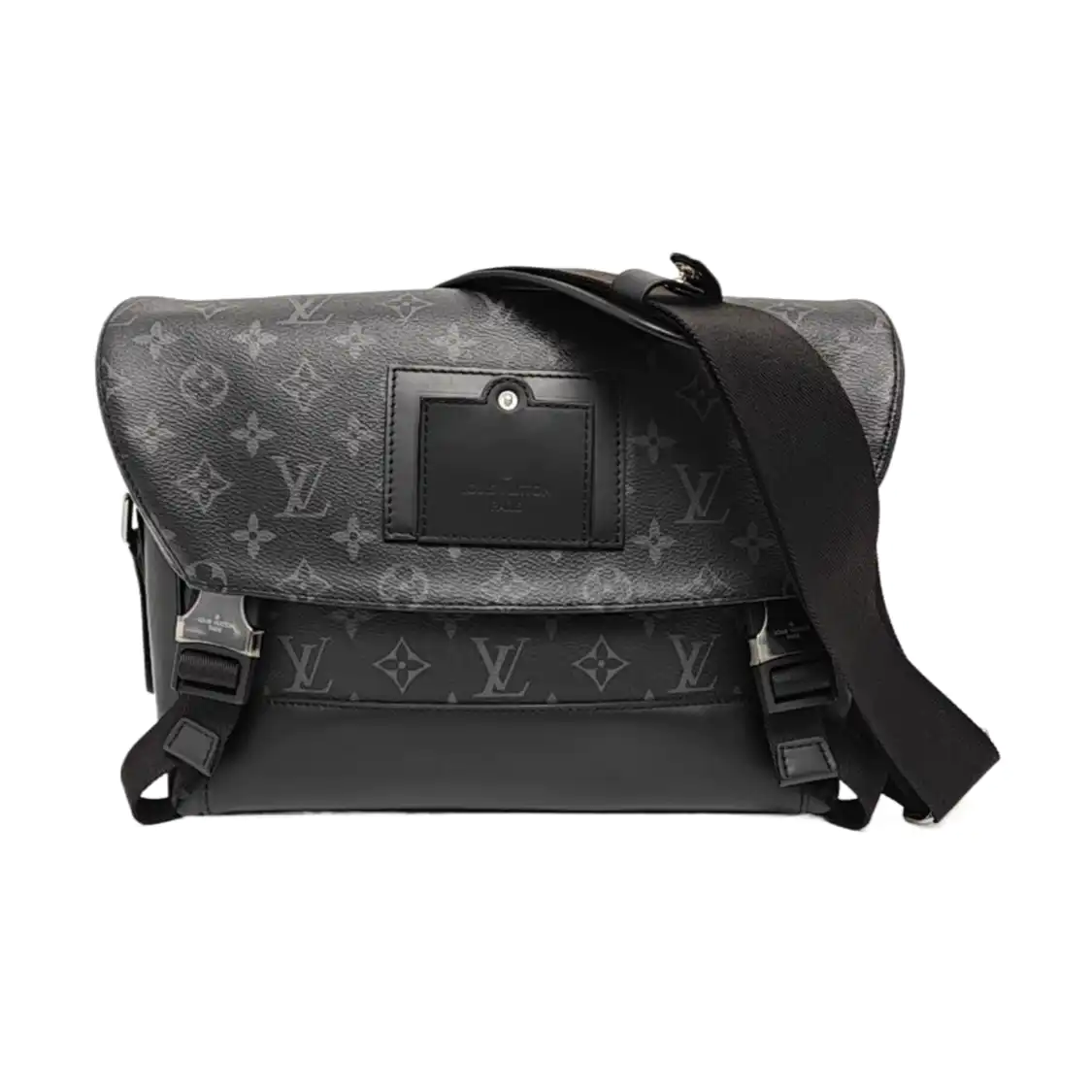 LOUIS VUITTON VOYAGER Small Black Coated Canvas Monogram Messenger Bag Crossbody Bag Shoulder Bag Silver Hardware Complete Accessories-(SKU)-969042134