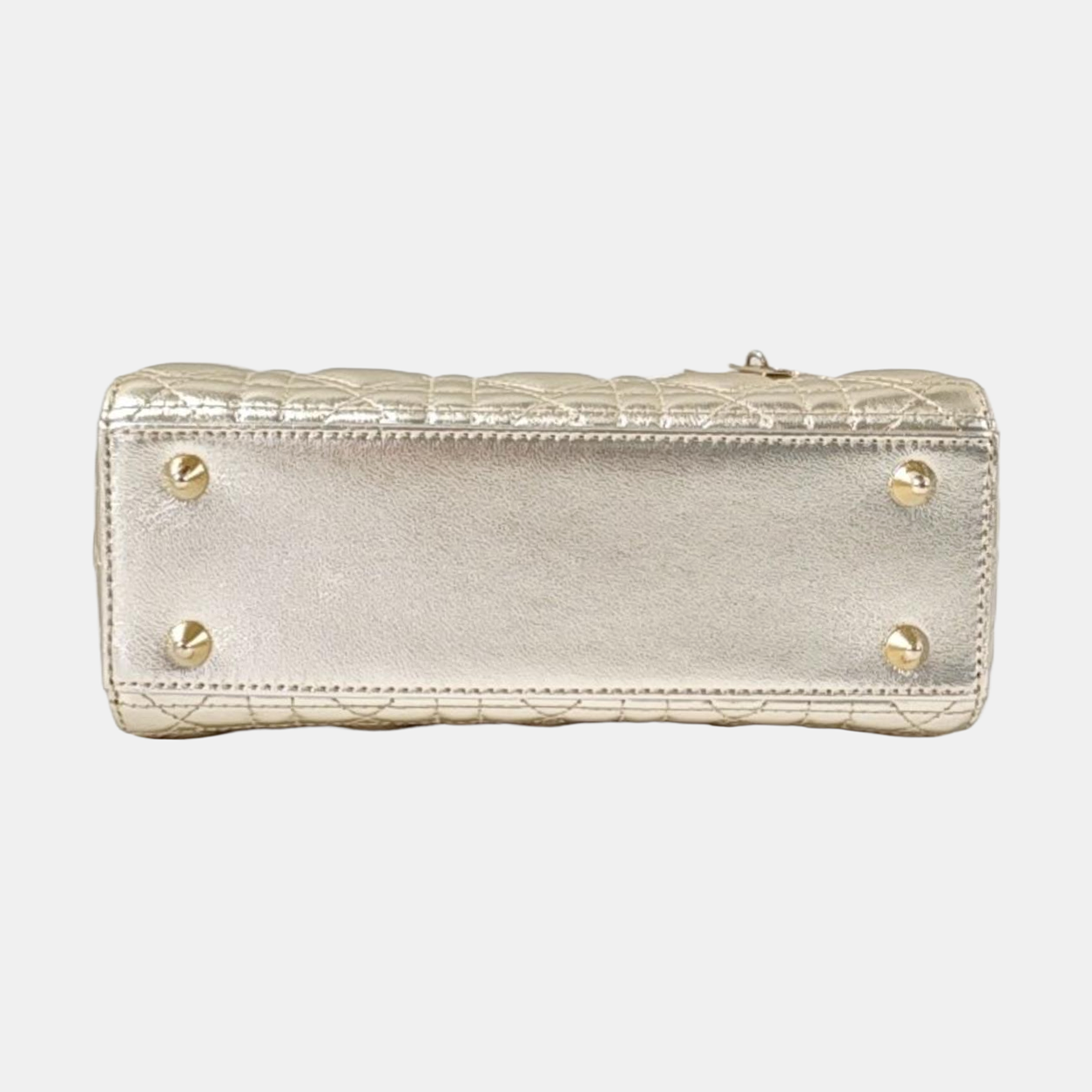 DIOR Lady Dior Small Champagne Lamb Skin Quilted Four Compartments Shoulder Bag Tote Crossbody Bag with Detachable Strap-(SKU)-969145755