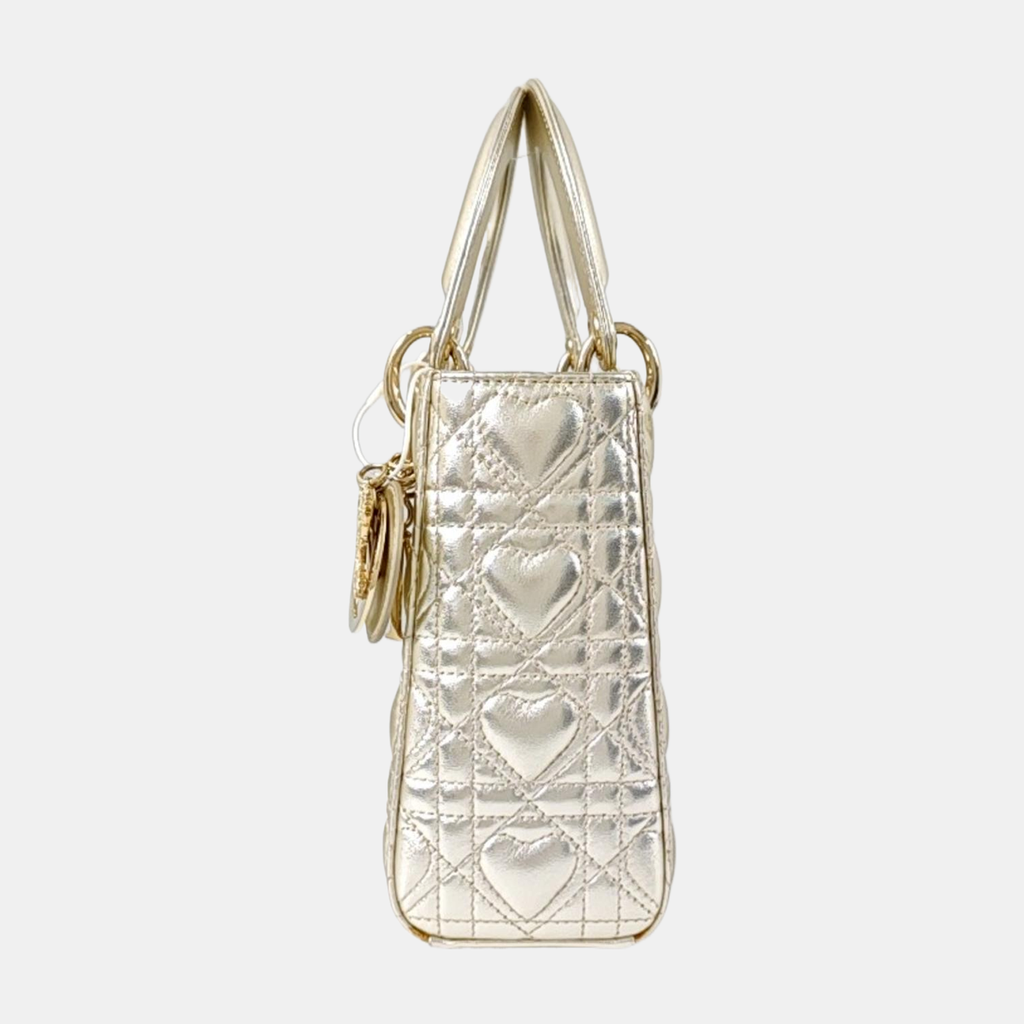 DIOR Lady Dior Small Champagne Lamb Skin Quilted Four Compartments Shoulder Bag Tote Crossbody Bag with Detachable Strap-(SKU)-969145755