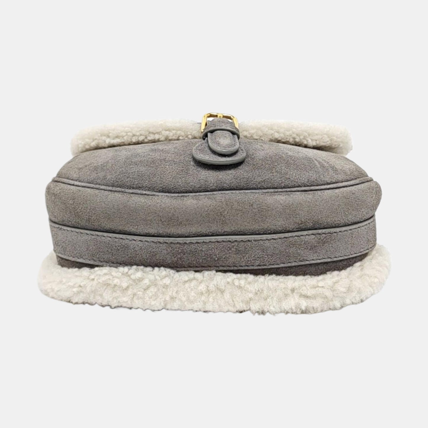 DIOR Bobby Medium Grey Wool Skin Saddle Bag Single Shoulder Bag Handbag Crossbody Bag Gold Hardware Removable Strap-(SKU)-969198094
