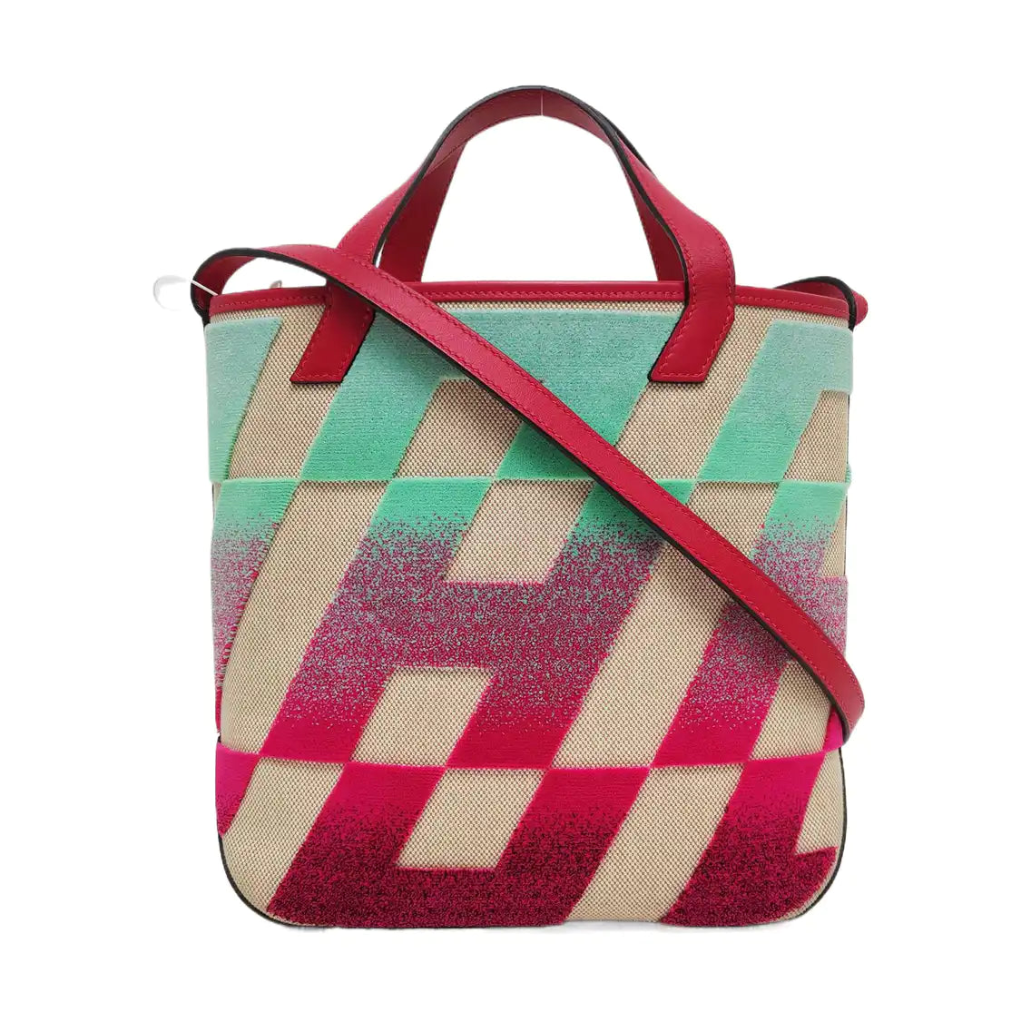 HERMÈS Cabas H En Biais Ivory Canvas Floral Single Shoulder Bag Handbag Z-(SKU)-969093795
