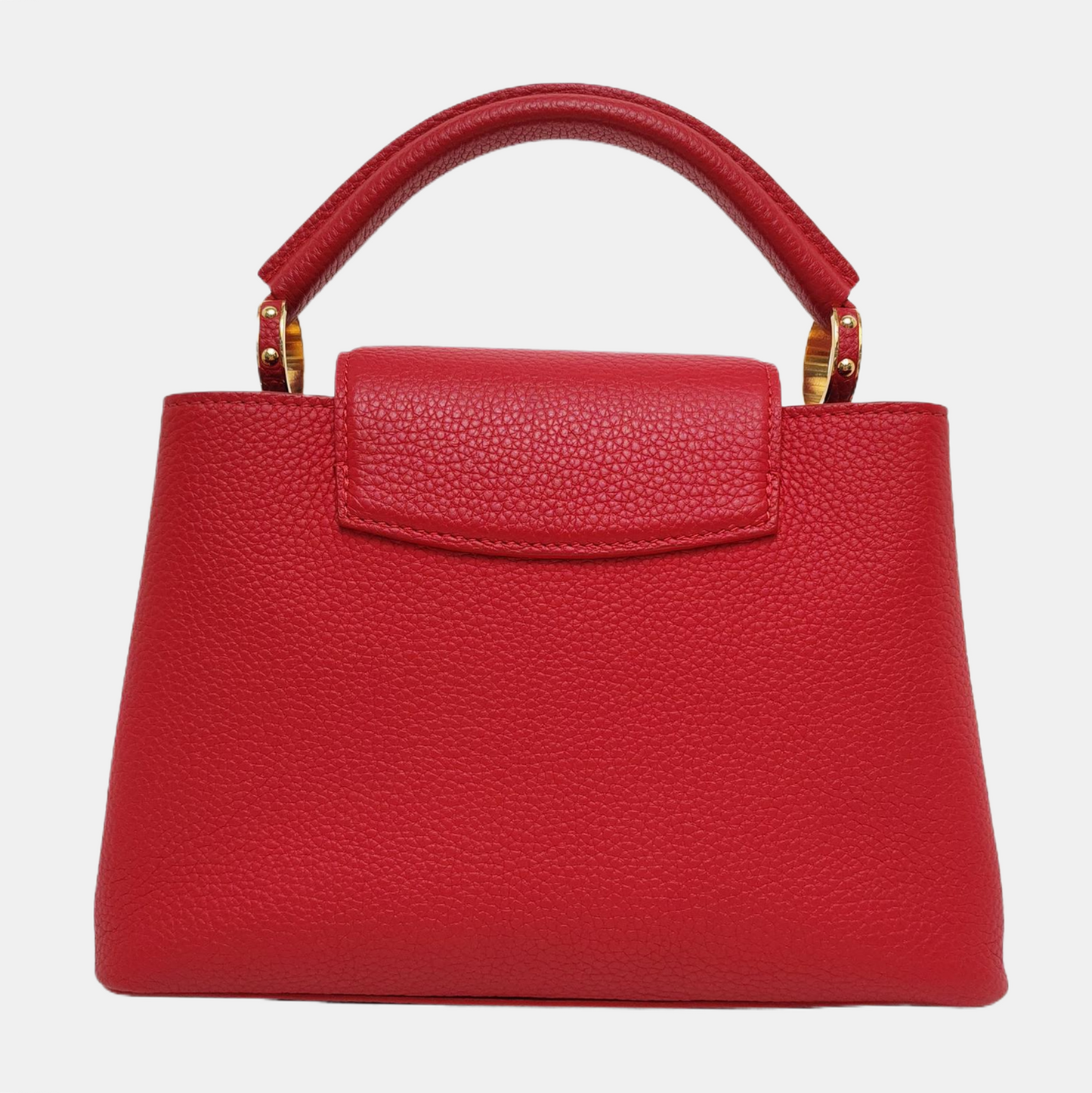LOUIS VUITTON CAPUCINES BB Red Calfskin Single Shoulder Bag Handbag Crossbody Bag Gold Hardware Removable Shoulder Strap-(SKU)-969386488
